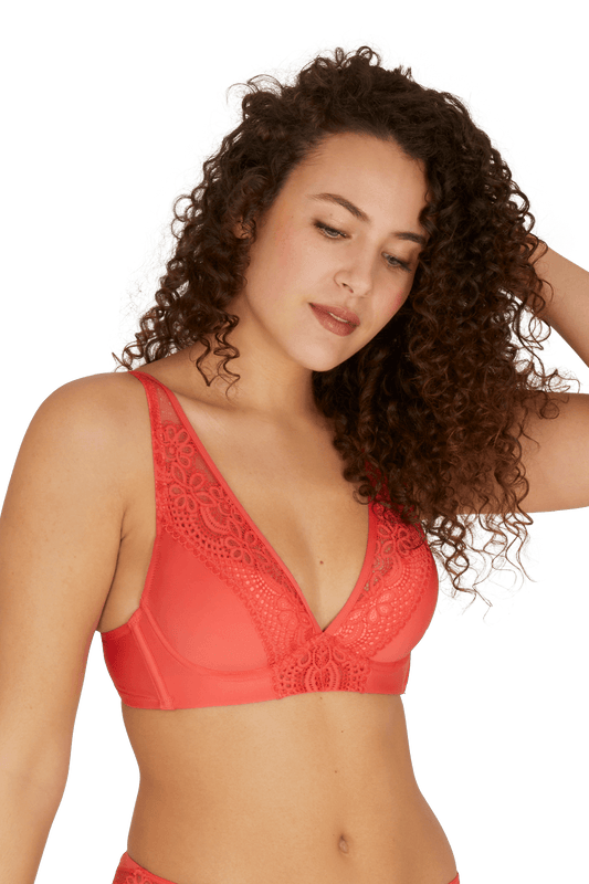 Soutien-gorge coques en dentelle et microfibre L'irrésistible - Corail