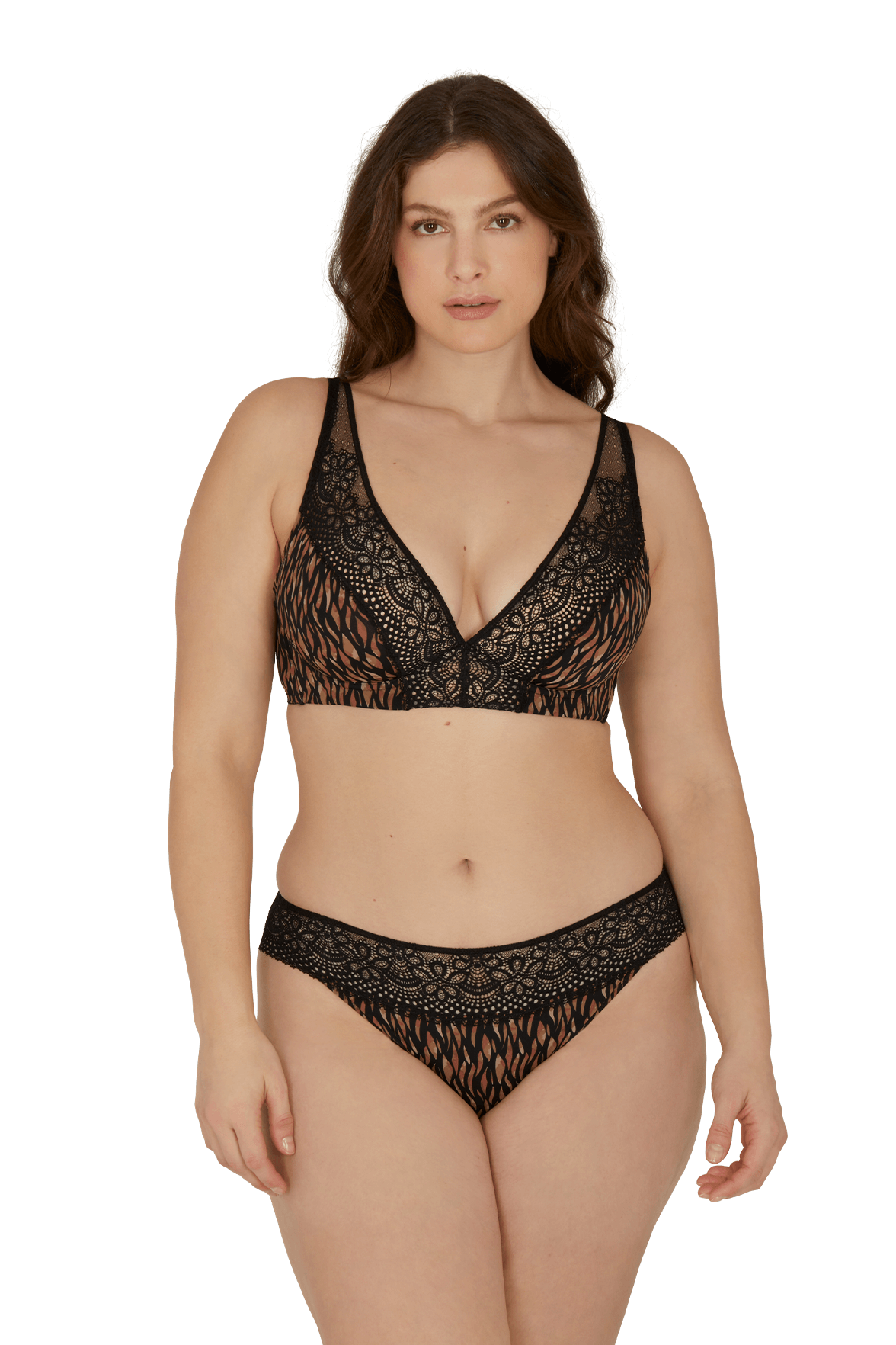 Slip brésilien dentelle et microfibre L'irrésistible - Fauve