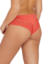 Slip brésilien dentelle et microfibre L'irrésistible - Corail