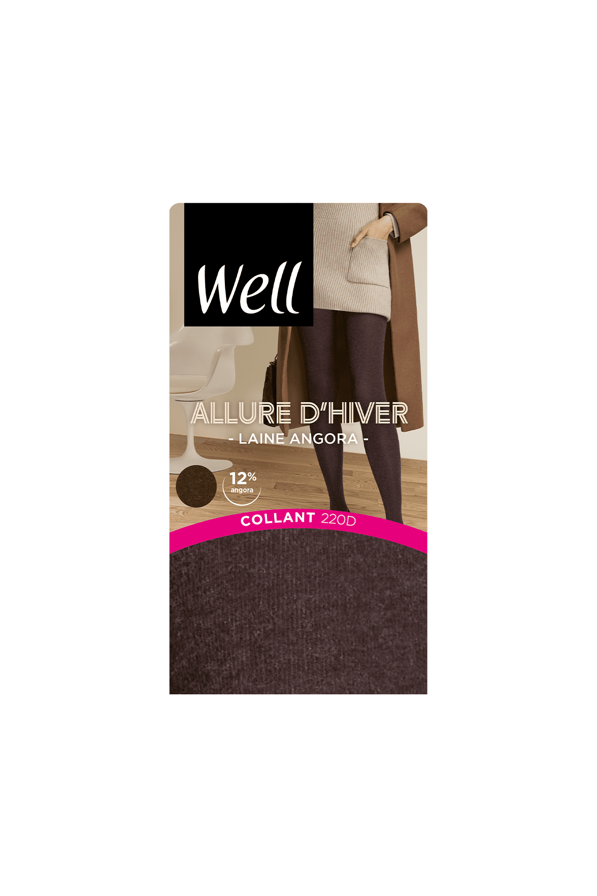 Collant Opaque 220D Laine Angora Allure d'Hiver - Chocolat