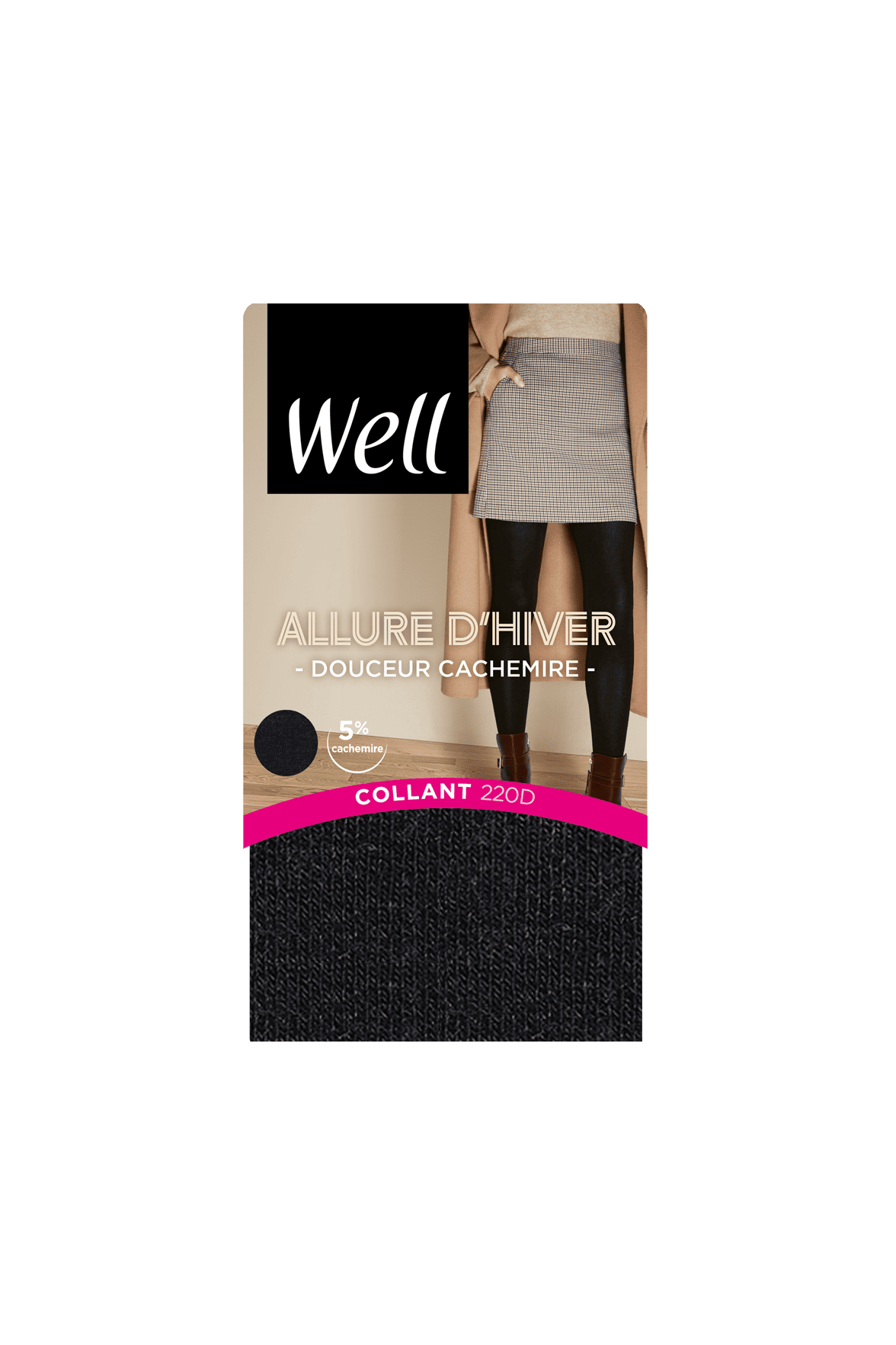 Collant opaque 220D Douceur Cachemire Allure d'Hiver - Noir ébène