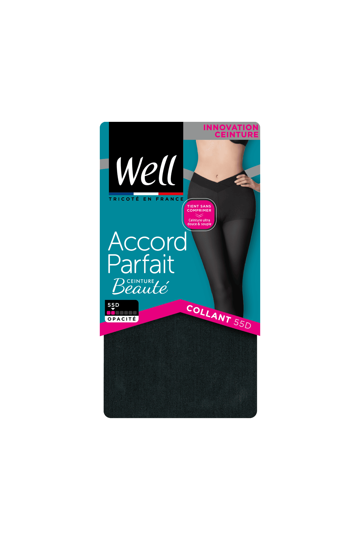Collant Opaque 55D Accord Parfait Ceinture Beauté - Noir