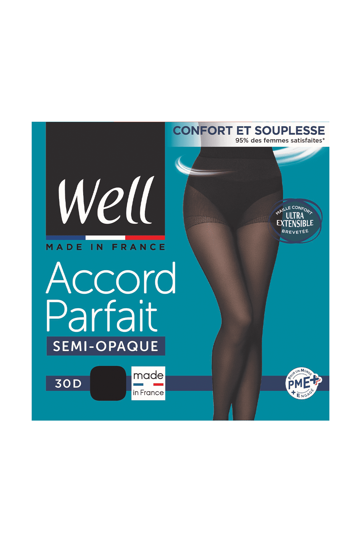 Collant Semi-Opaque 30D Accord Parfait - Noir