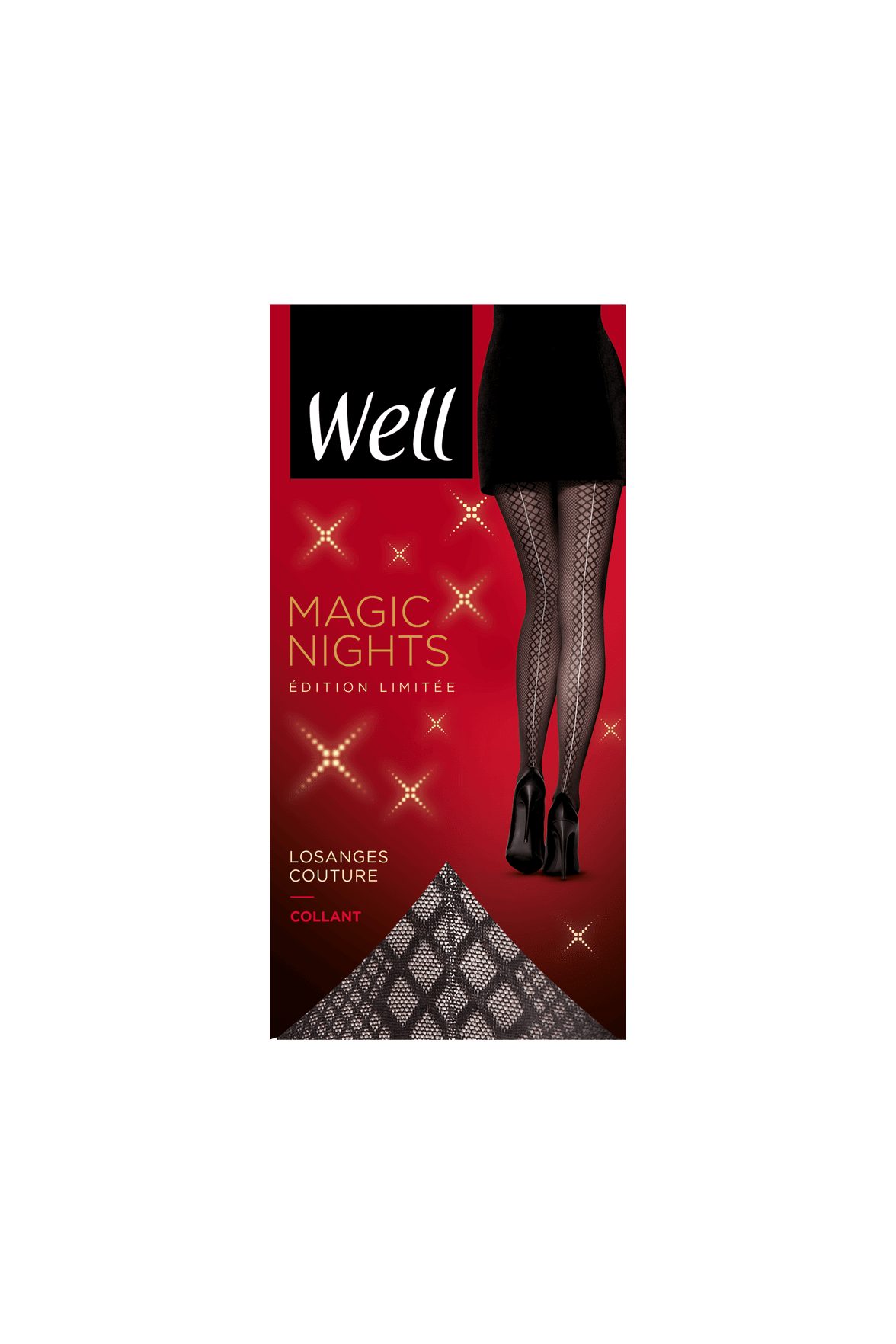 Collant Fantaisie Losanges Couture Magic Nights - Noir ébène