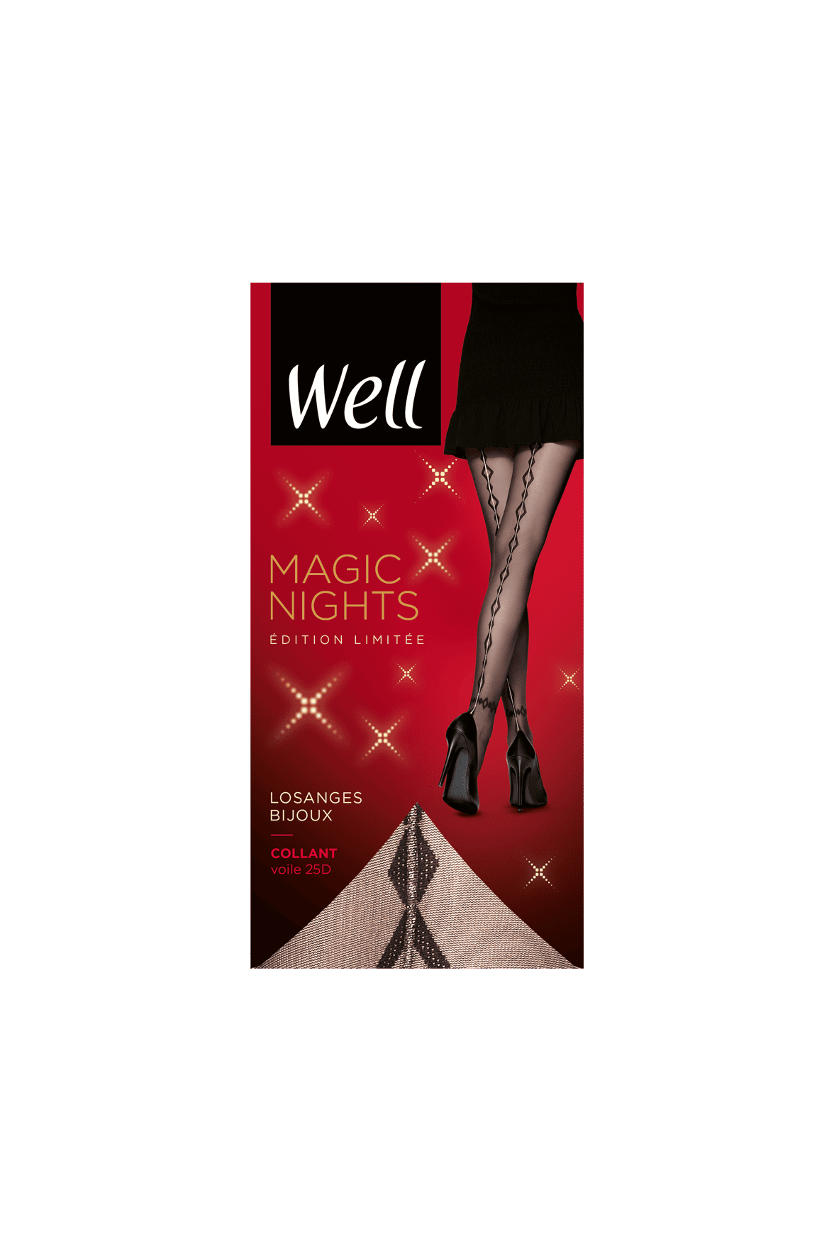 Collant Fantaisie Losanges Bijoux 25D Magic Nights - Noir ébène