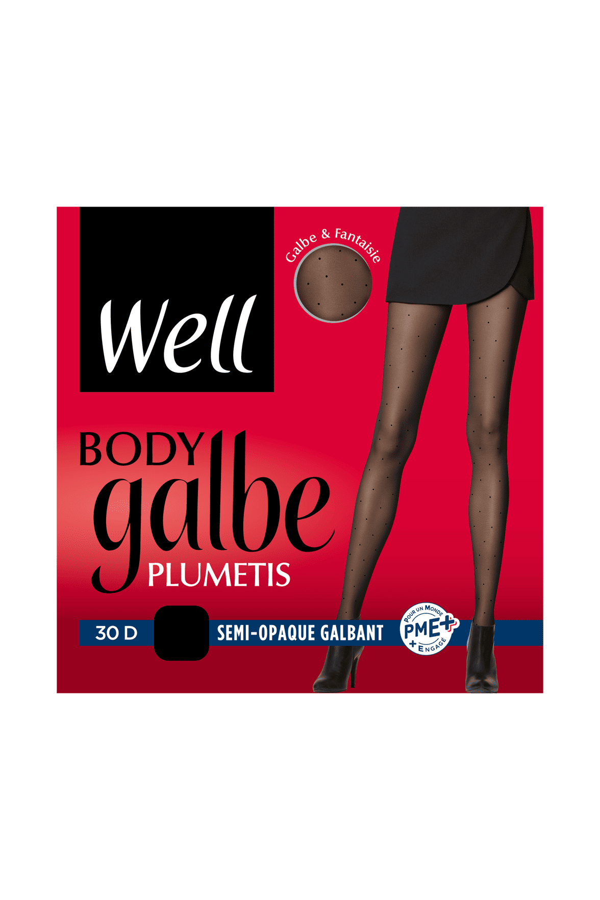 Collant Voile Galbant Plumetis Semi-Opaque 30D Body Galbe - Noir
