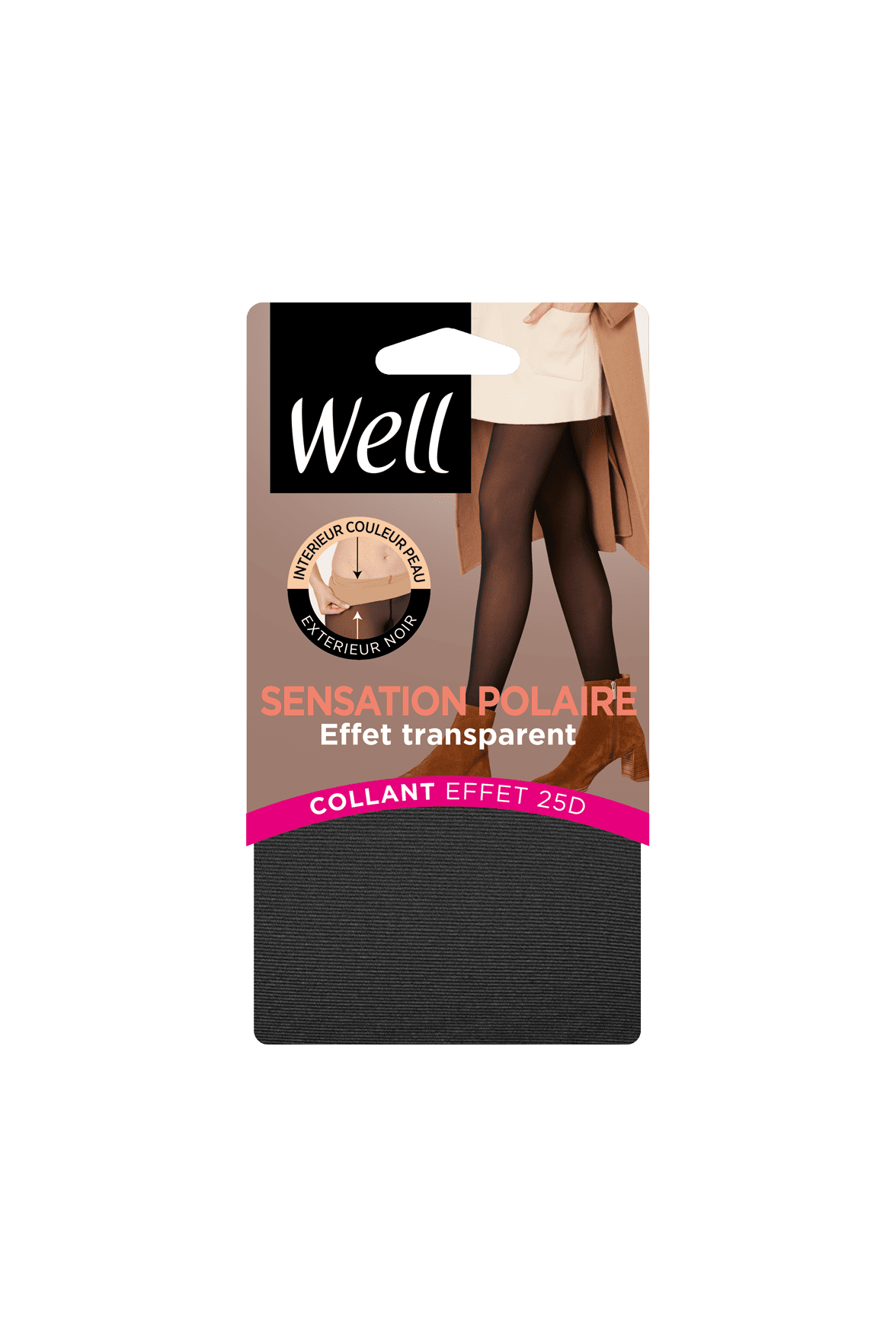 Collant chaud Effet Transparent Sensation Polaire 25D - Noir ébène