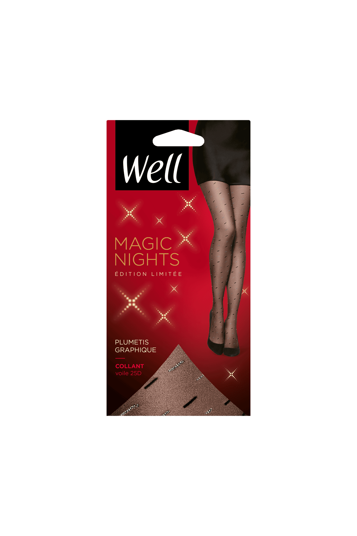 Collant Fantaisie 25D Plumetis Graphique Magic Nights - Noir ébène