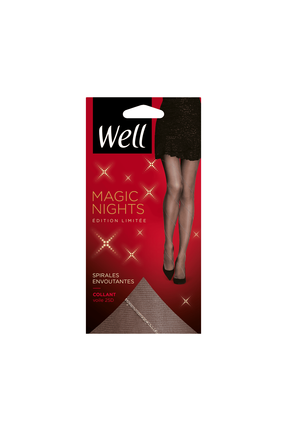 Collant Fantaisie 25D Spirales Envoûtantes Magic Nights - Noir ébène