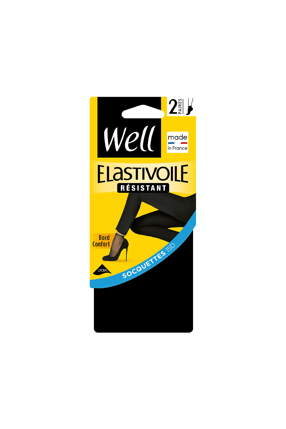 Lot de 2 paires de Mi-bas Transparents 25D Elastivoile Indestructible - Noir