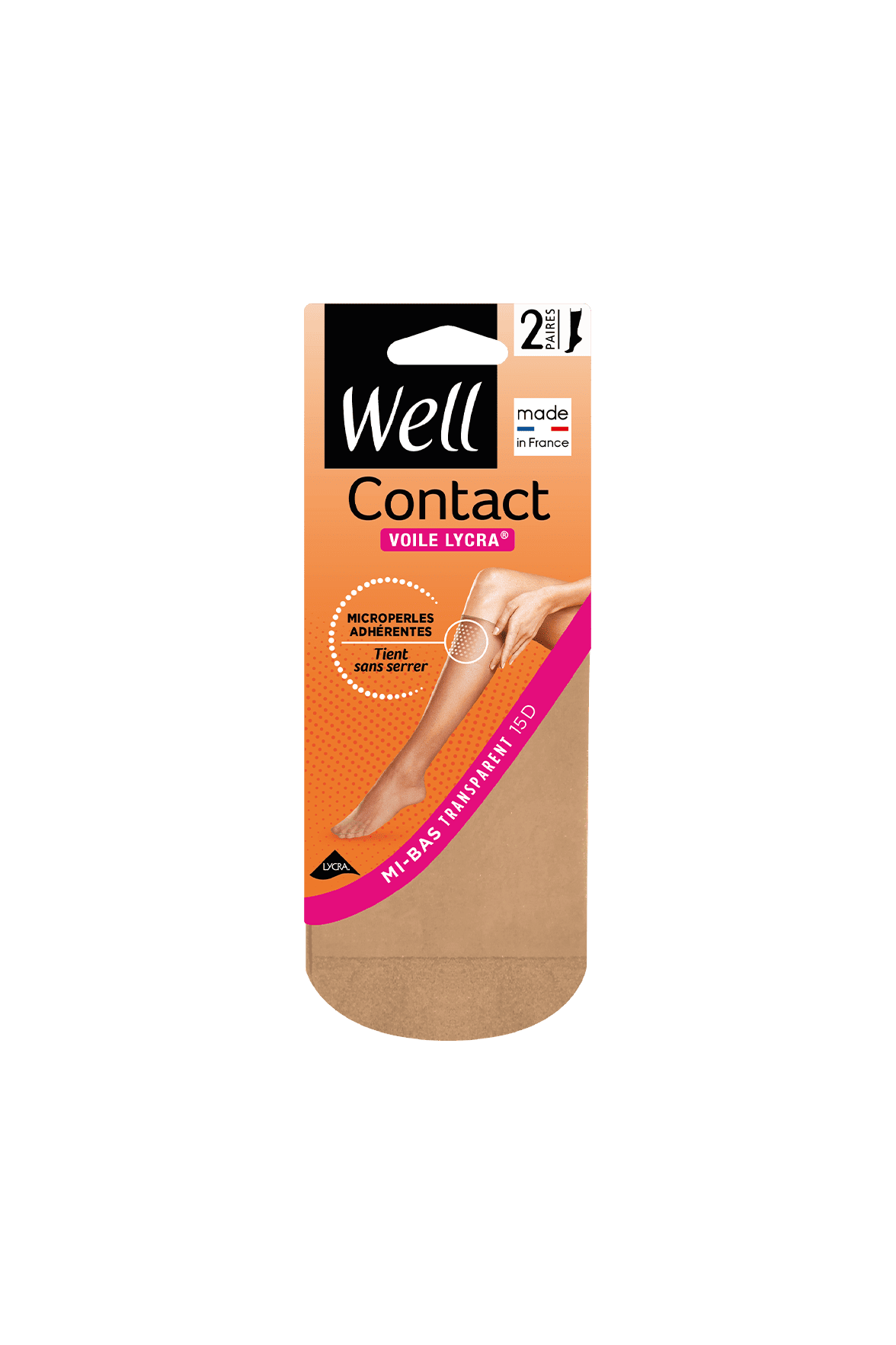 Lot de 2 paires de Mi-bas Voile 15D Contact Lycra - Sable