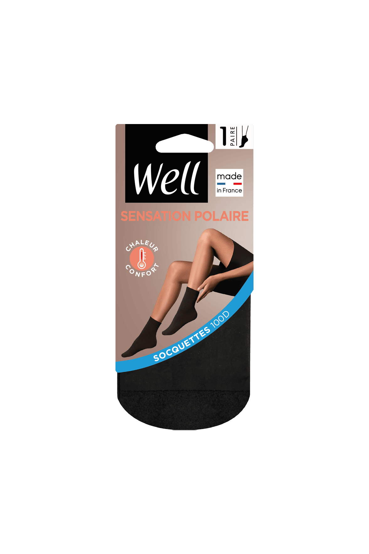 Socquettes Opaques 100D Sensation Polaire - Noir ébène