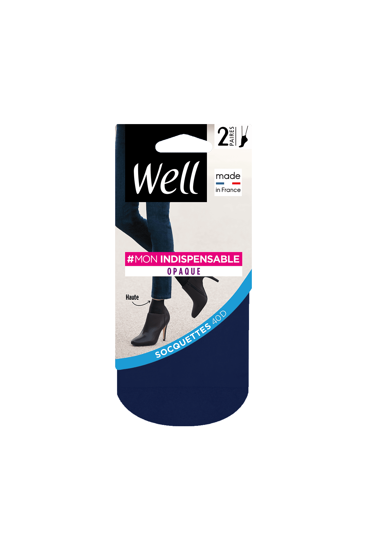 Lot de 2 paires de Socquettes Opaques 40D Mon Indispensable - Bleu nuit
