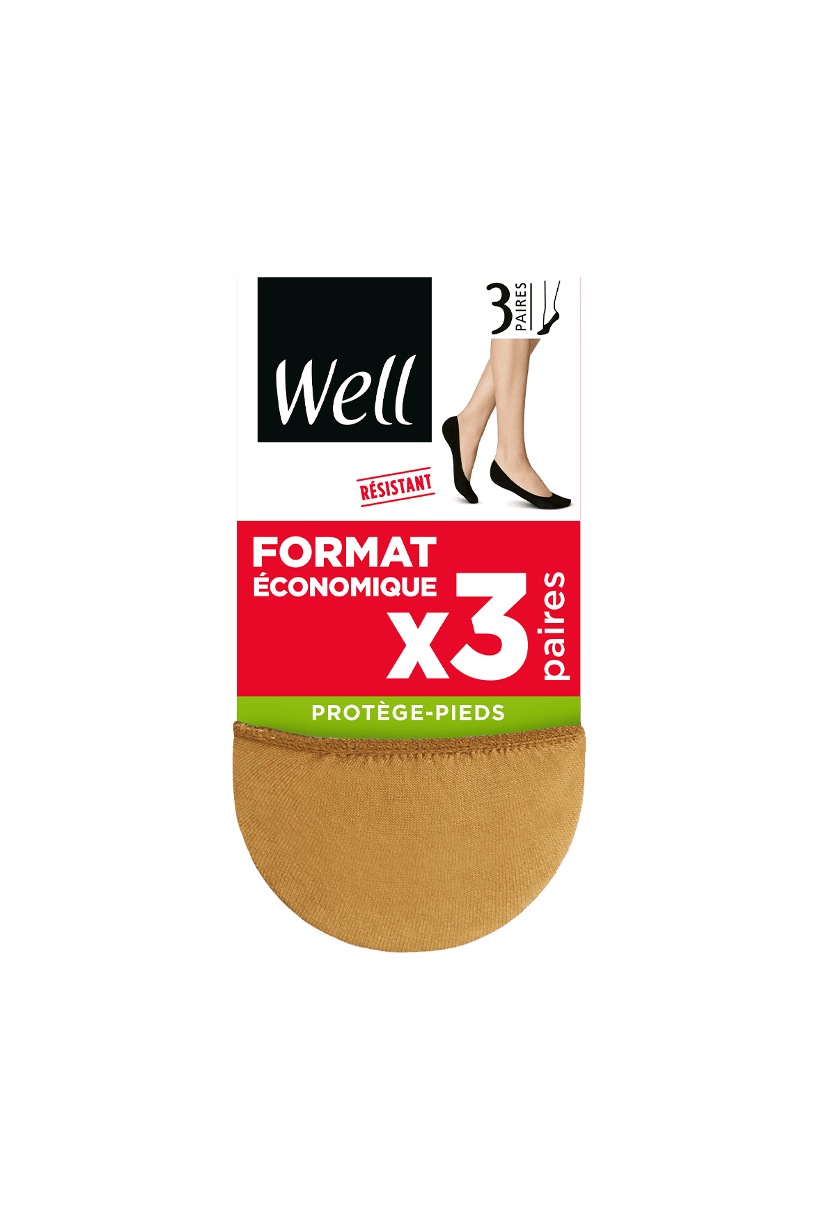 Lot de 3 paires de Protège-Pieds - Naturel