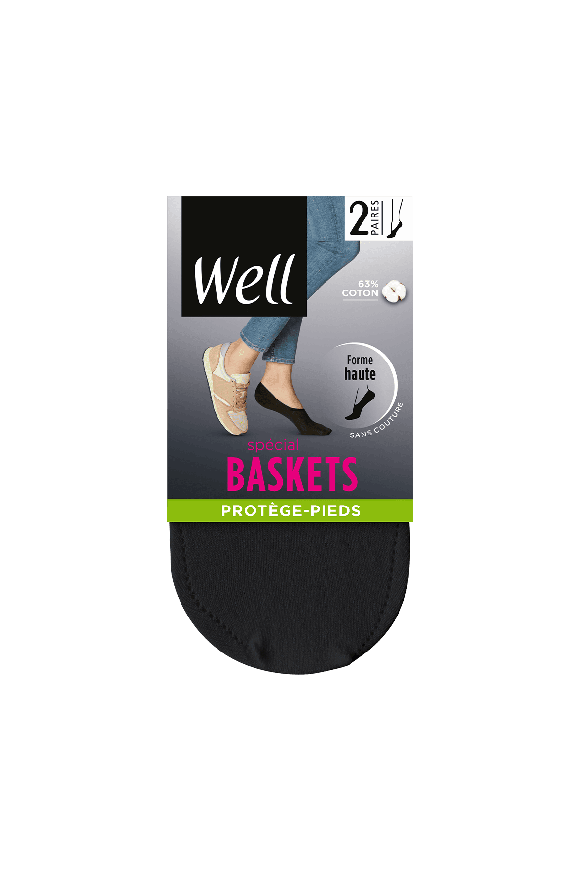 Lot de 2 paires de Protège-Pieds Spécial Baskets - Noir