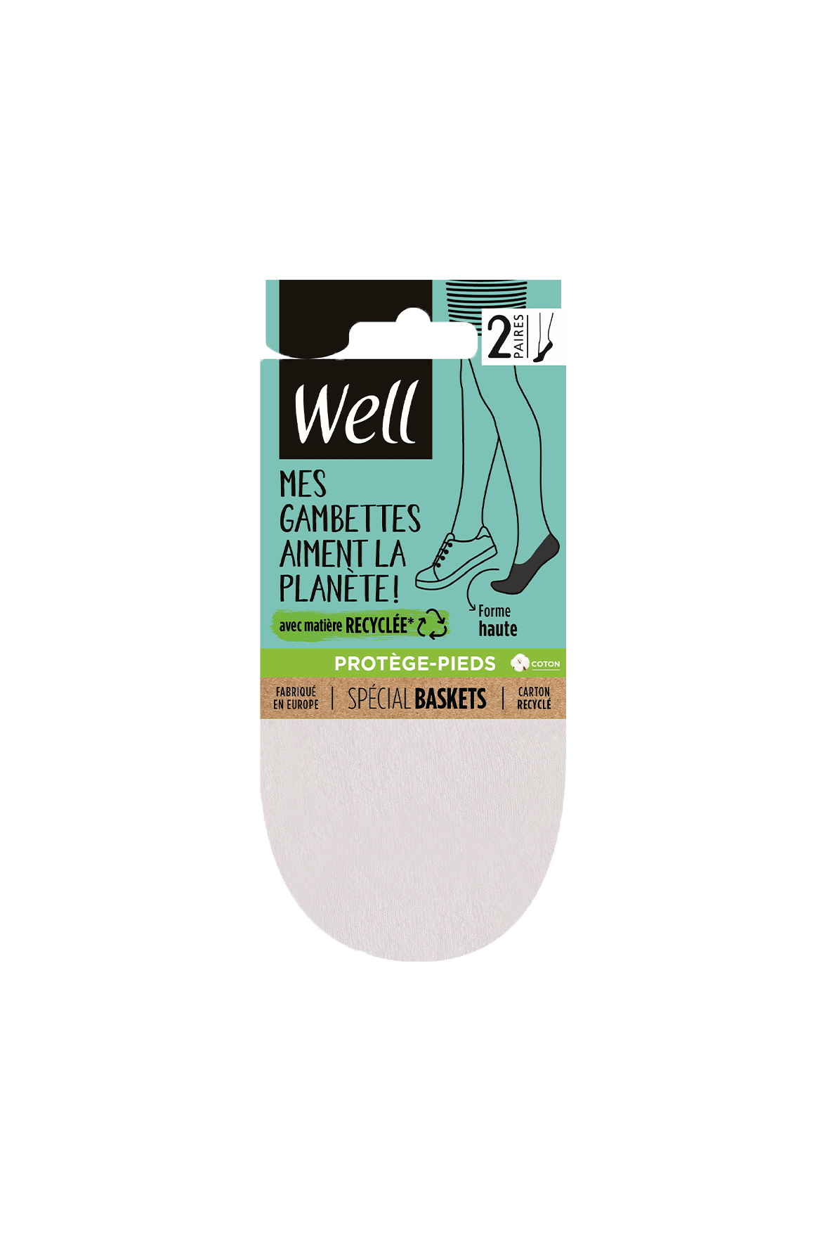 Lot de 2 paires de Protège-Pieds spécial baskets Éco-Responsables - Blanc