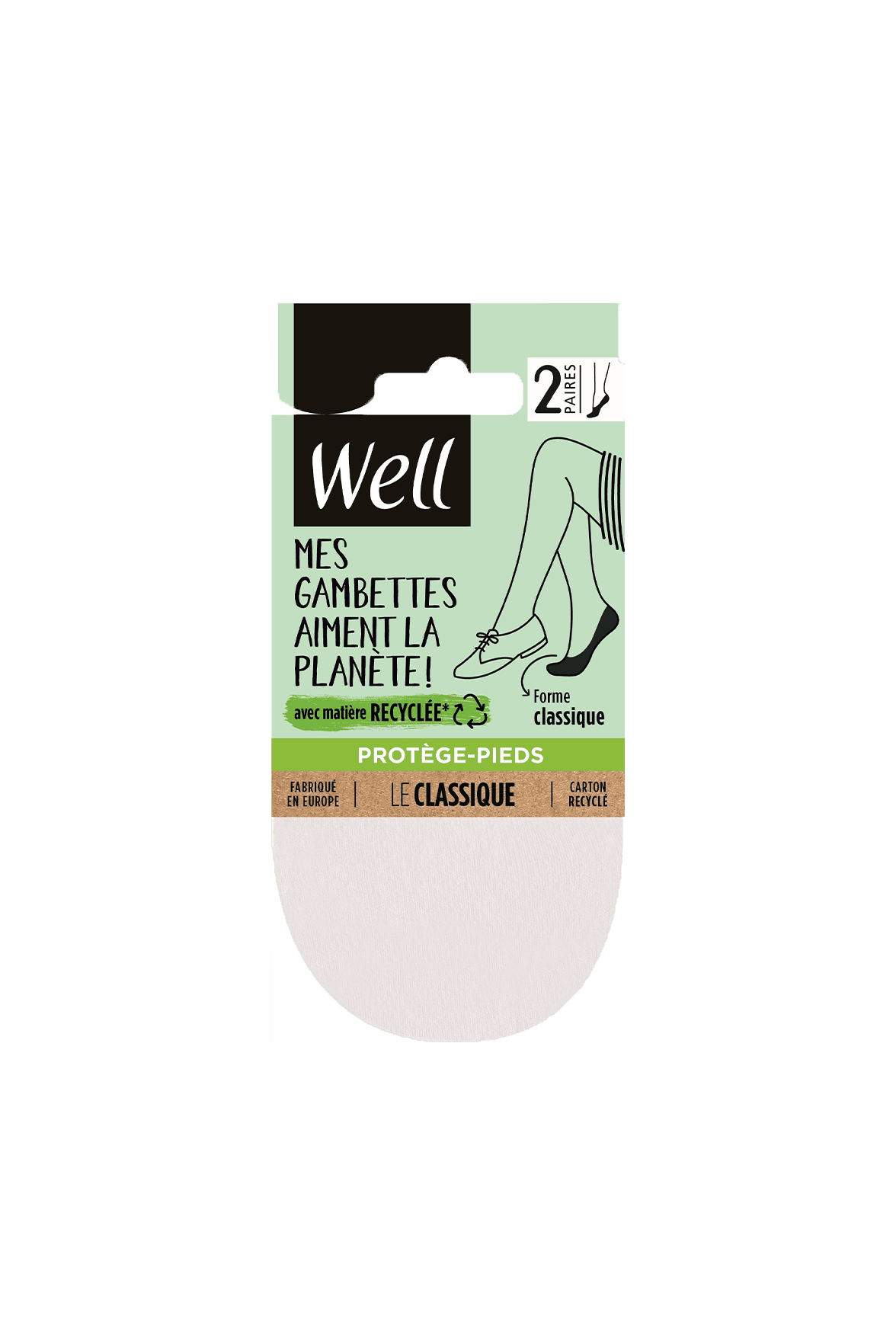 Lot de 2 paires de Protège-Pieds Éco-Responsables - Blanc