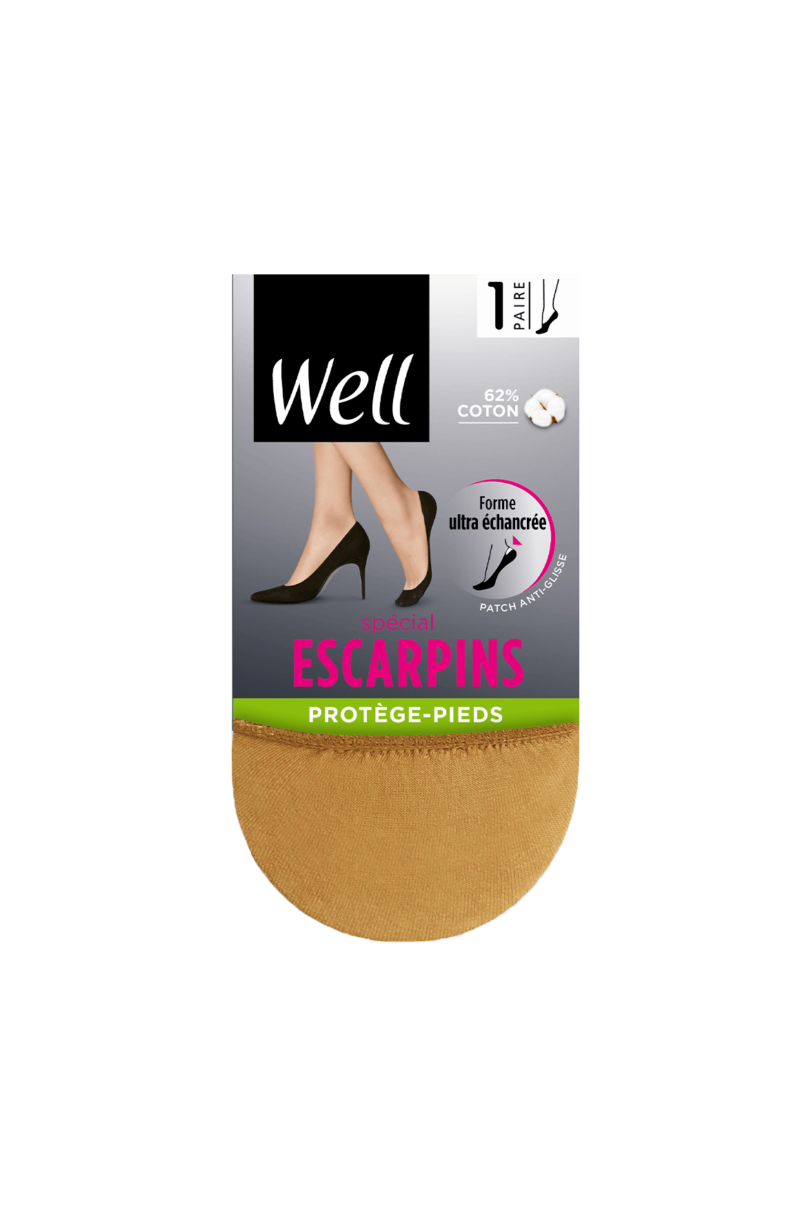 Protège-Pieds Spécial Escarpins Ultra échancré Patch Anti-glisse - Naturel