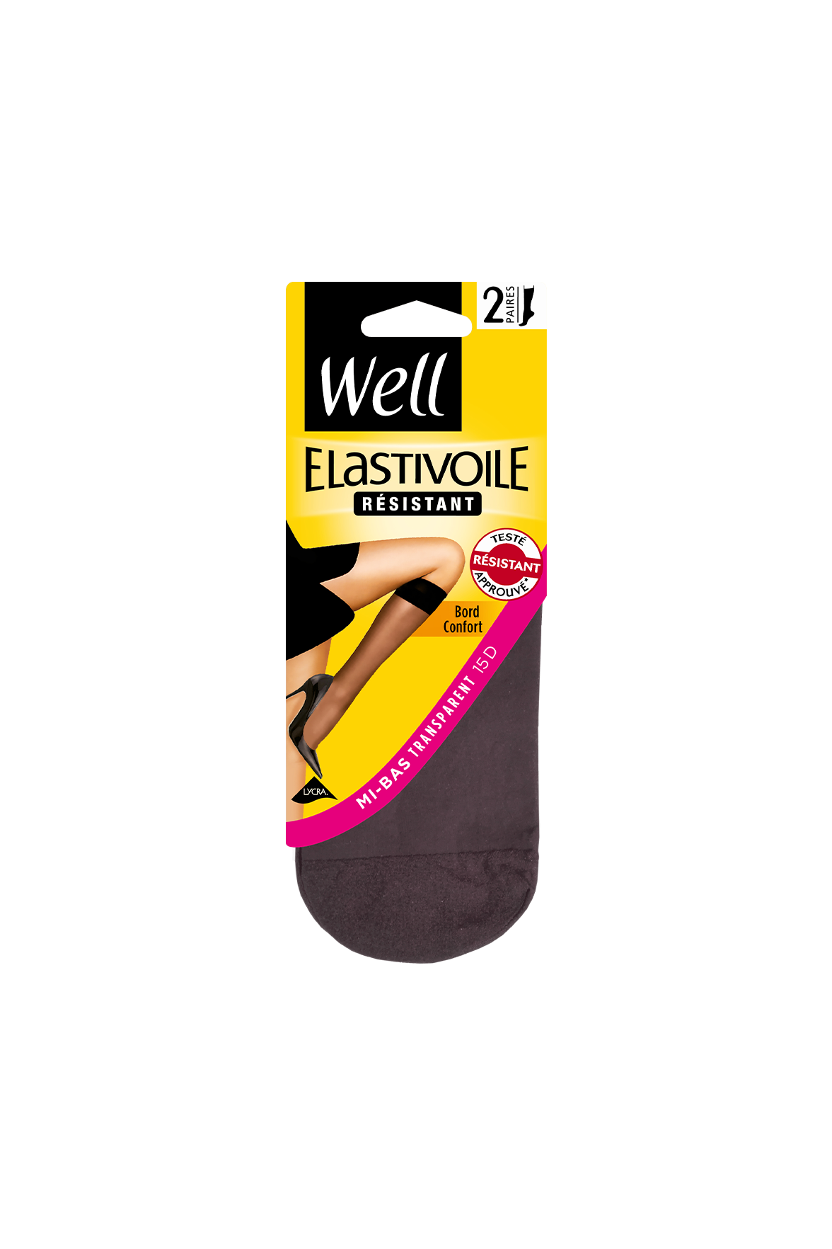 Lot de 2 paires de Mi-bas Transparents 15D Elastivoile Résistant - Loup