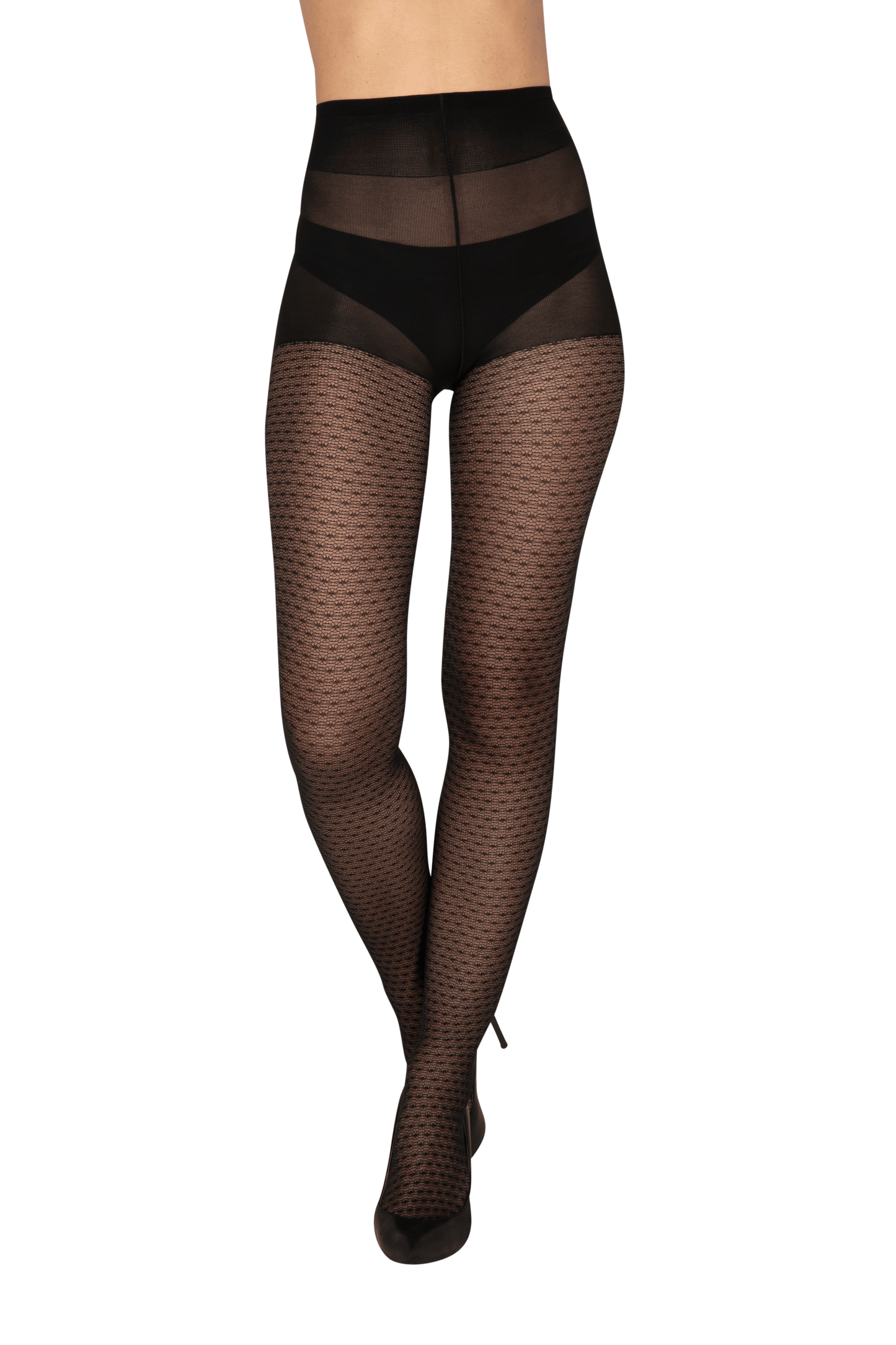 Collant Dentelle Géométrique 40D Allure d'Hiver - Noir ébène