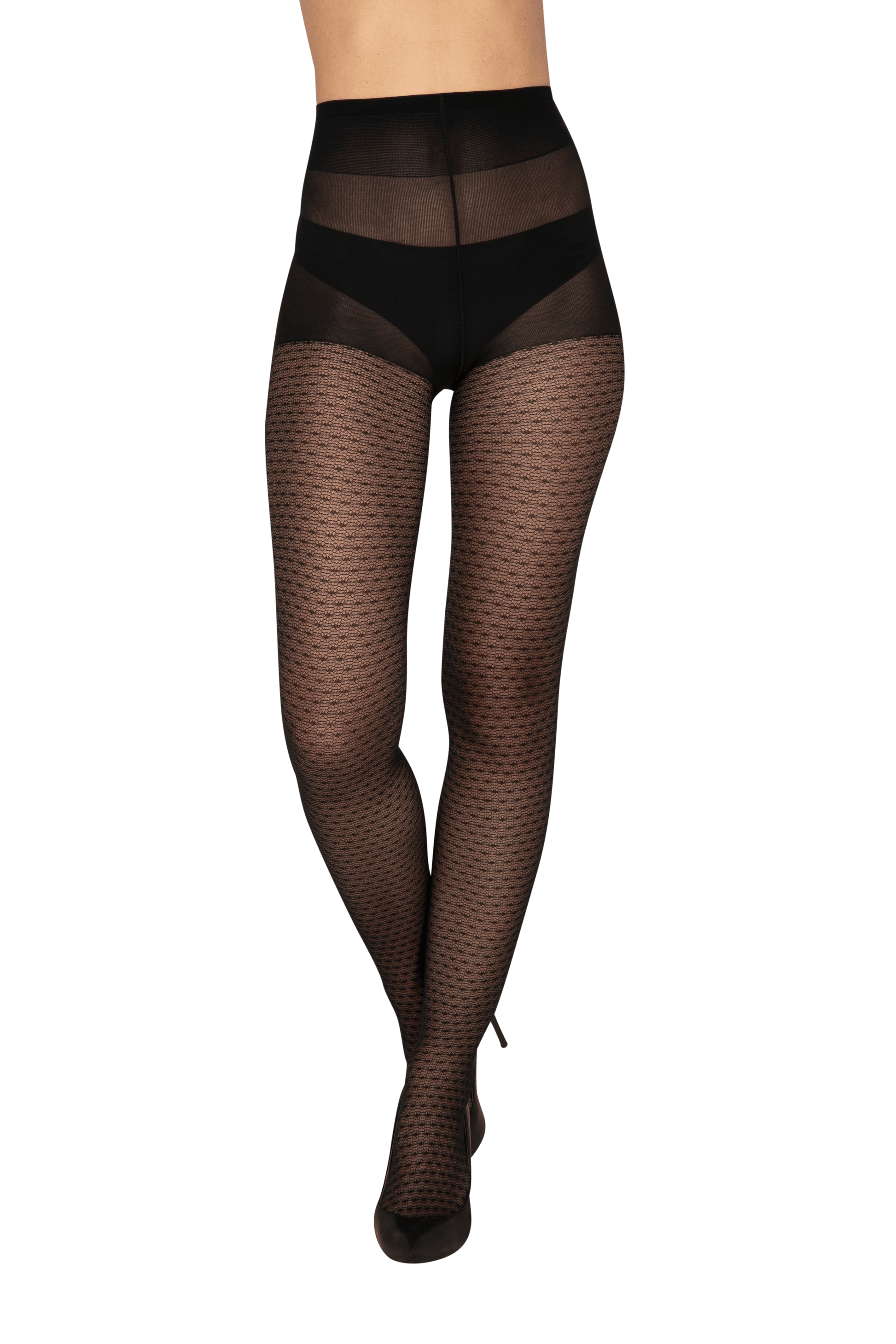 Collant Dentelle Géométrique 40D Allure d'Hiver - Noir ébène