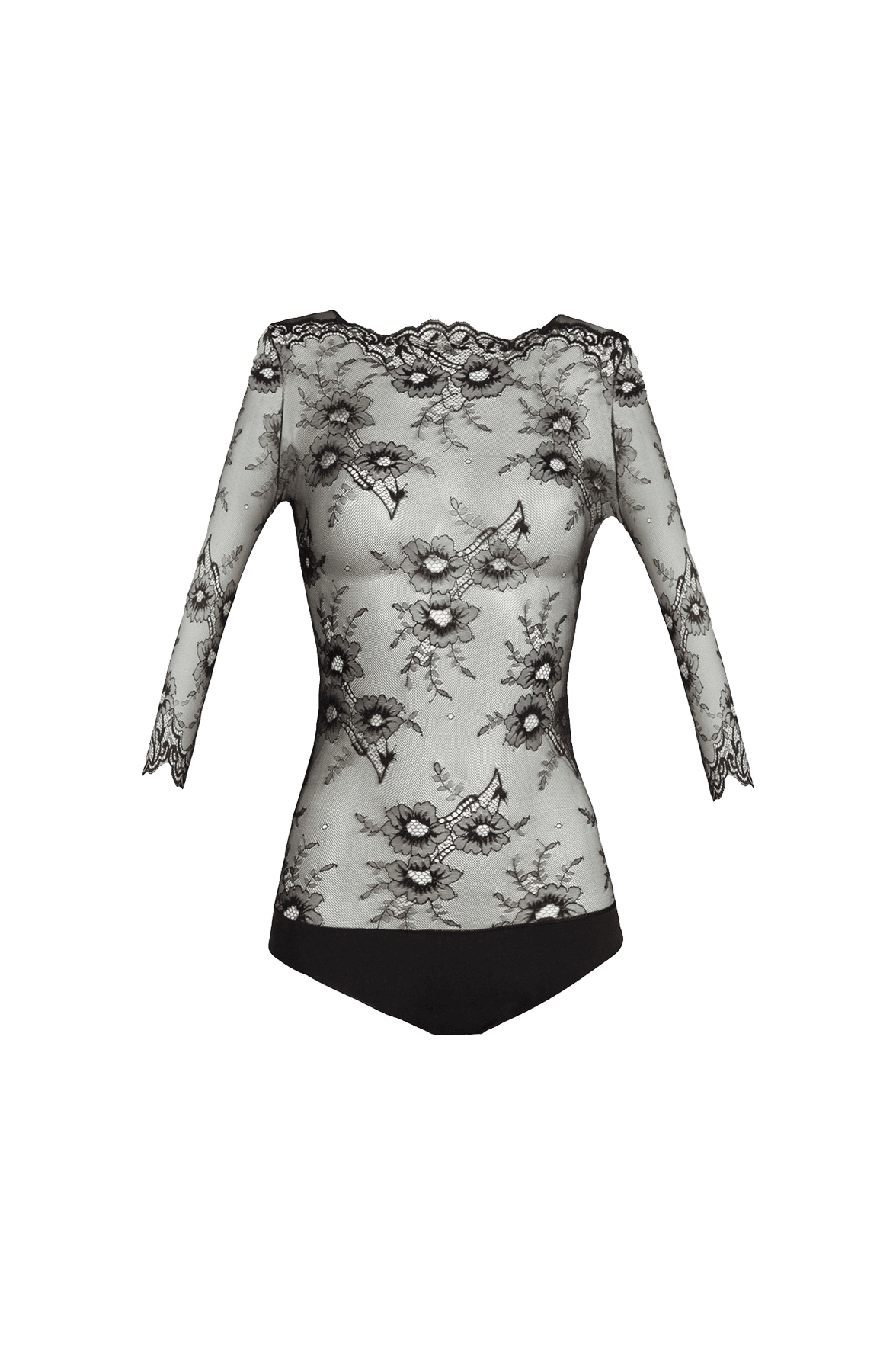 Body en dentelle florale Dentelle Design - Noir