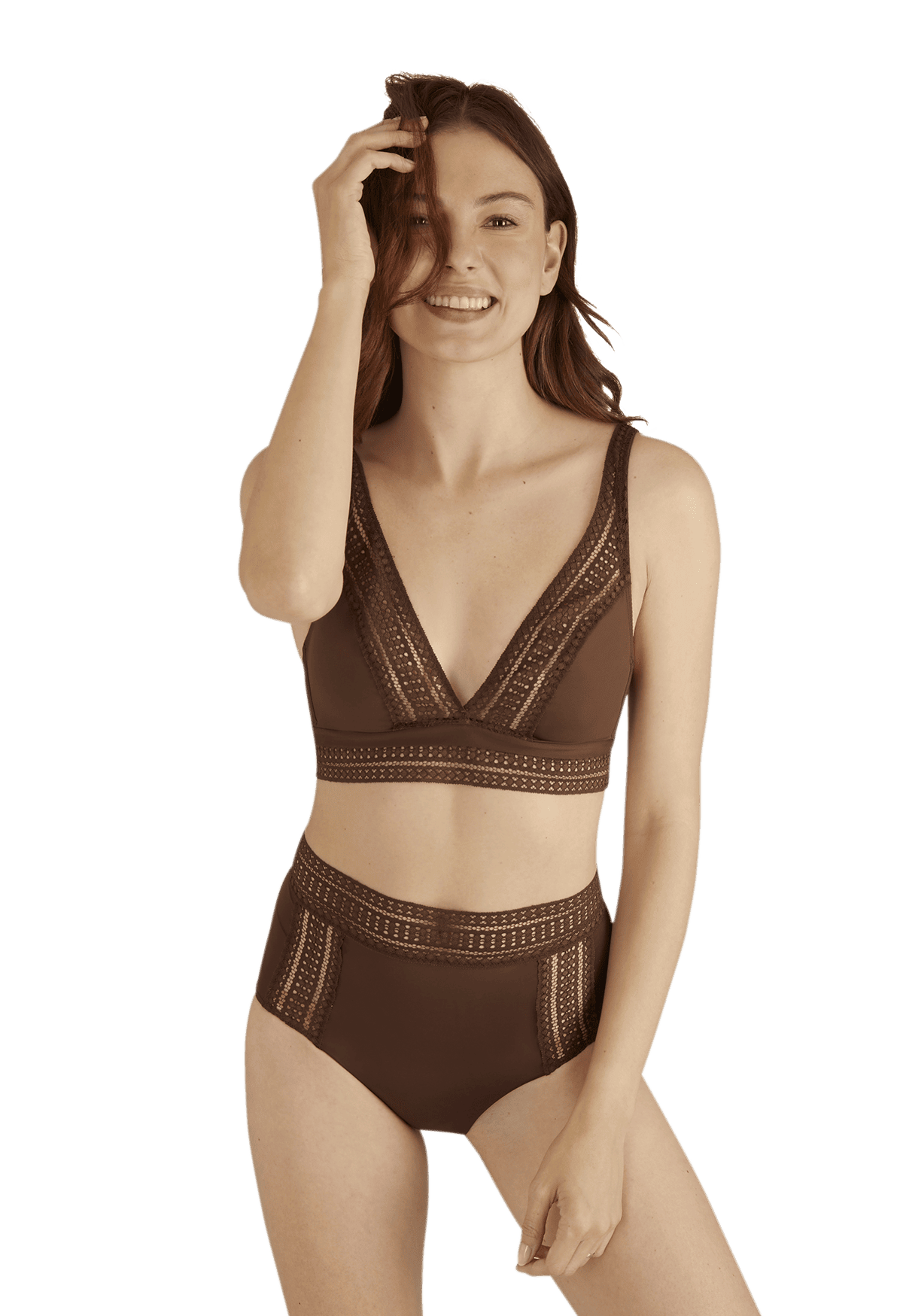 Culotte taille haute Arty Graphik - Chocolat