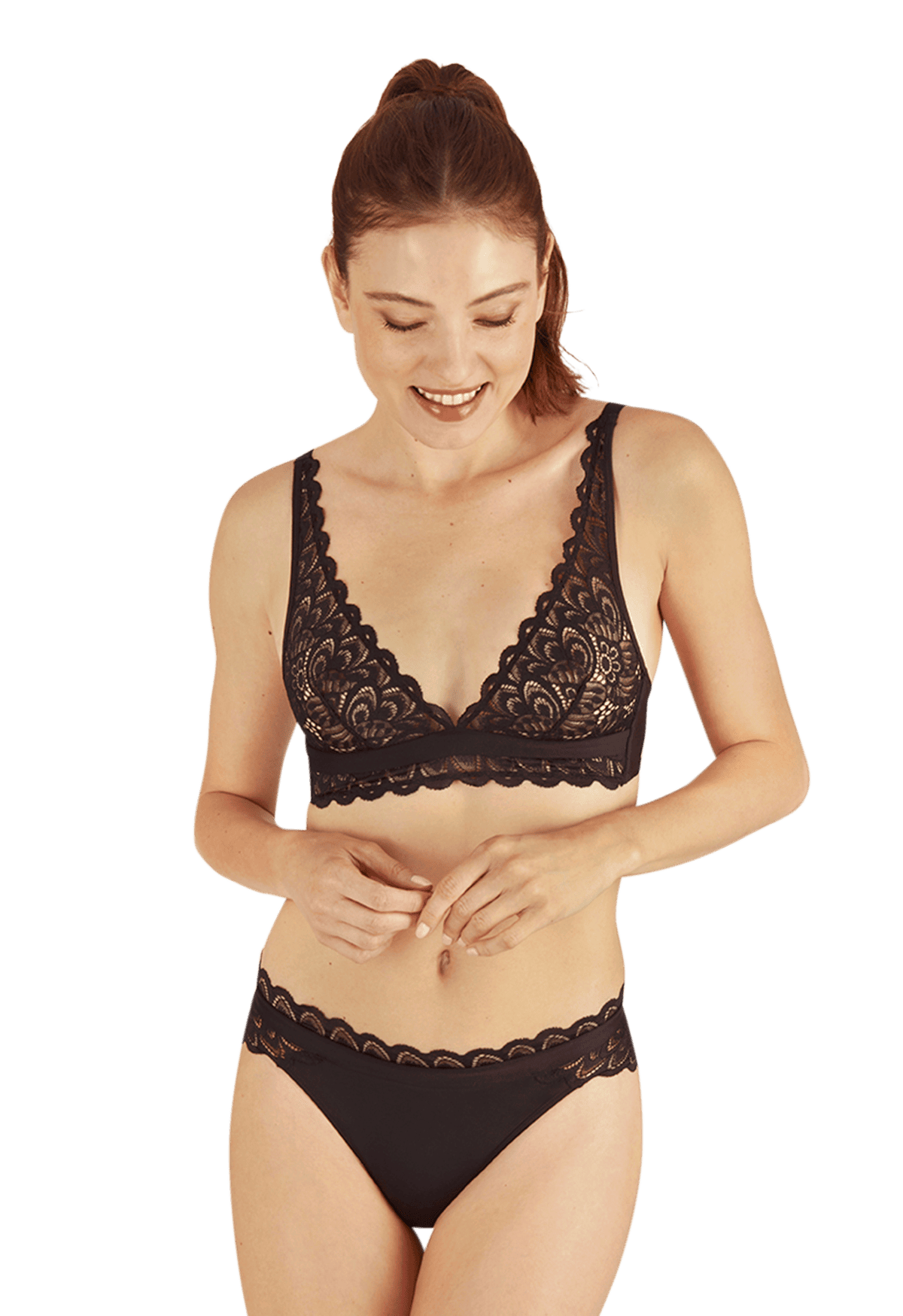 Slip brésilien Dentelle Audacieuse - Noir