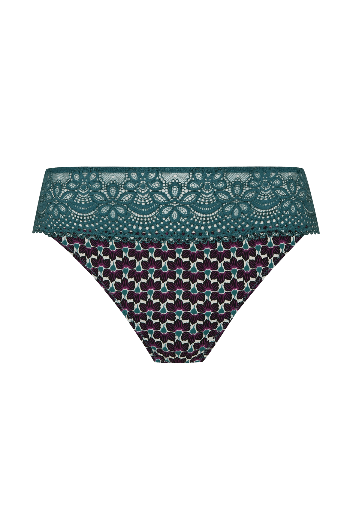 Slip brésilien dentelle et microfibre L'irrésistible - Imprimé folk