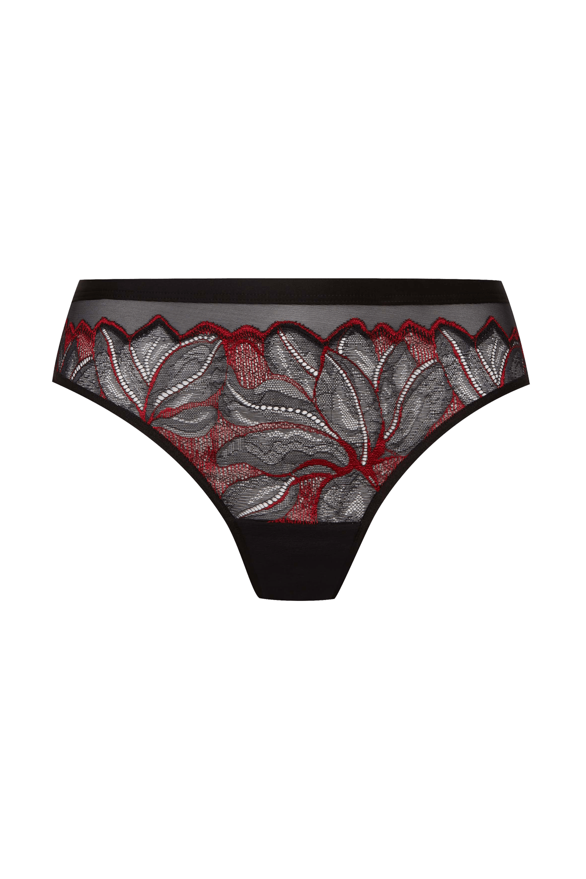 Slip Brésilien Nymphéas - Noir / rouge