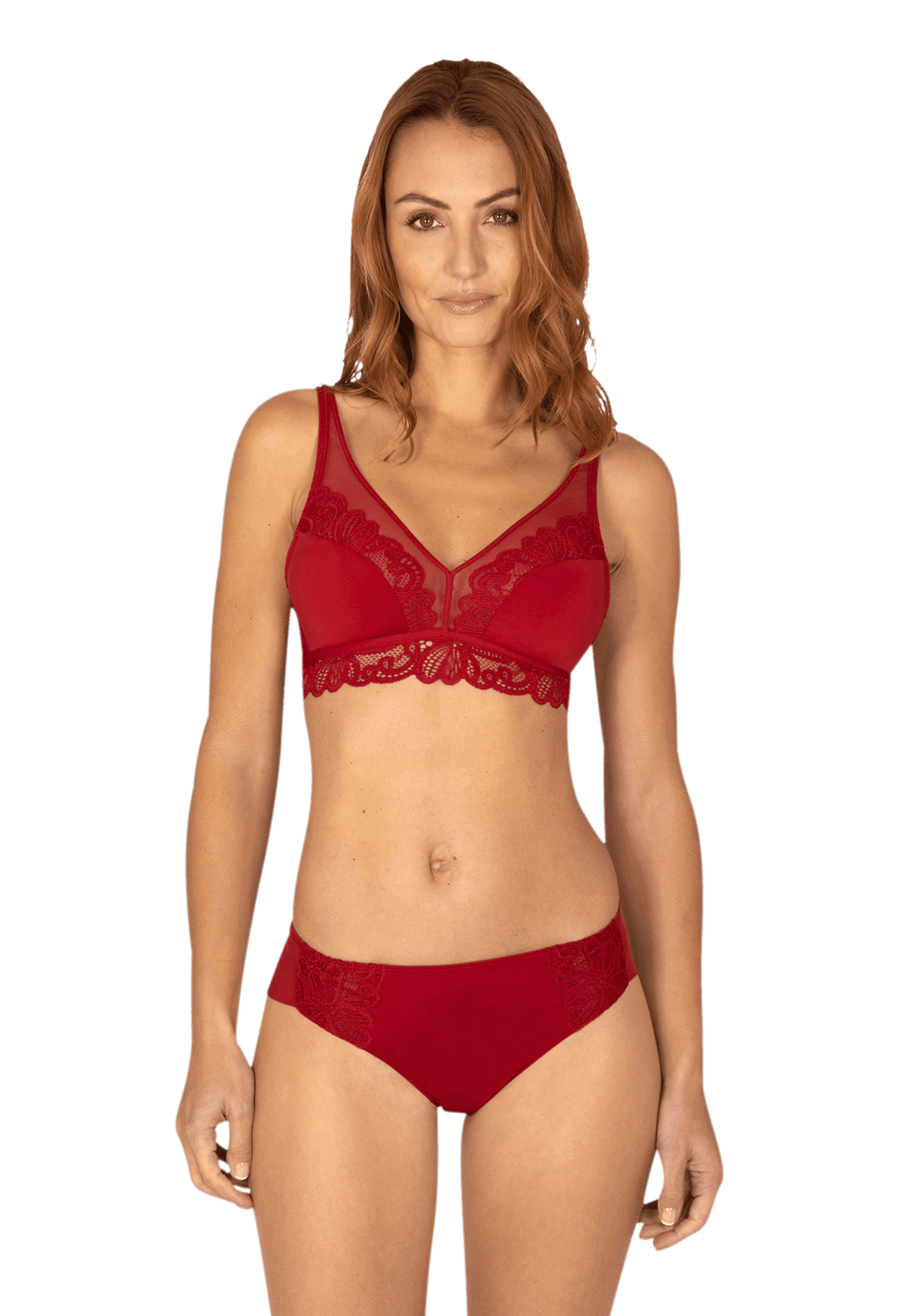 Soutien-gorge sans armatures Dentelle Envoûtante - Rouge rubis