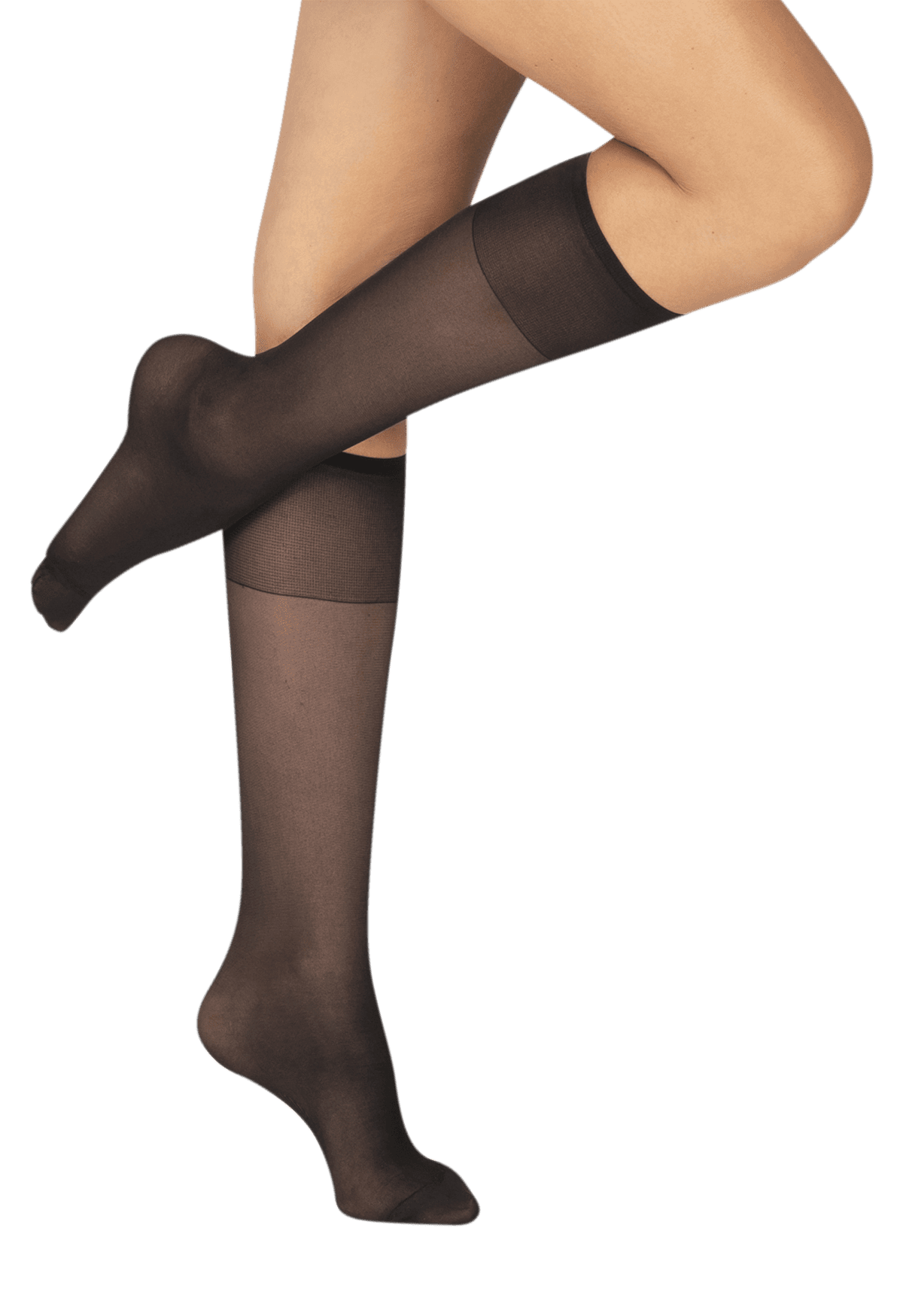 Lot de 2 paires de Mi-bas Transparents 25D Elastivoile Indestructible - Noir