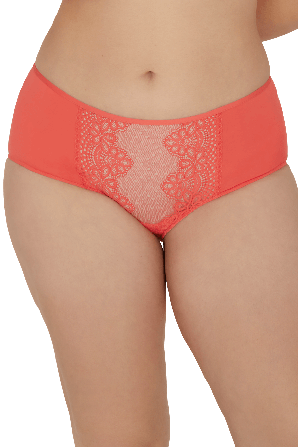 Shorty en dentelle et microfibre L'irrésistible - Corail
