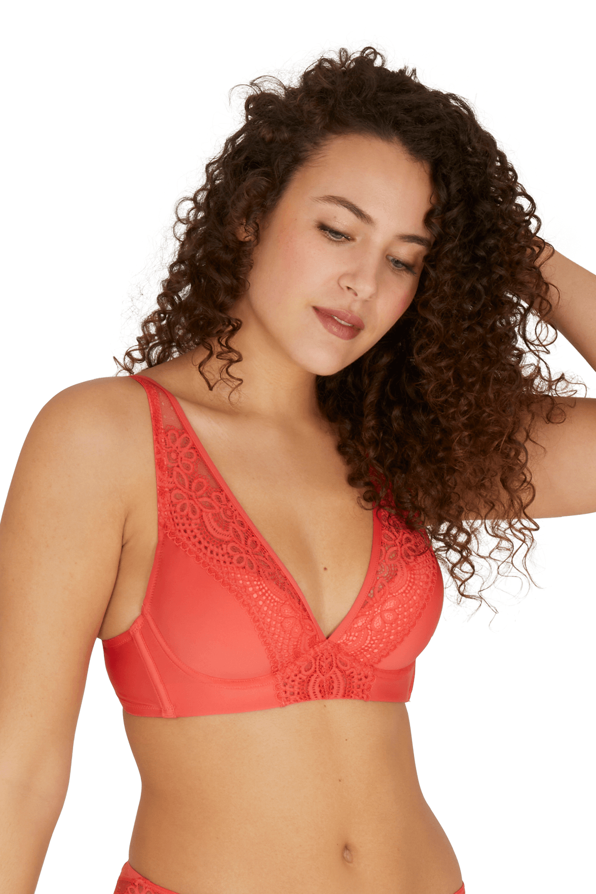 Soutien-gorge coques en dentelle et microfibre L'irrésistible - Corail