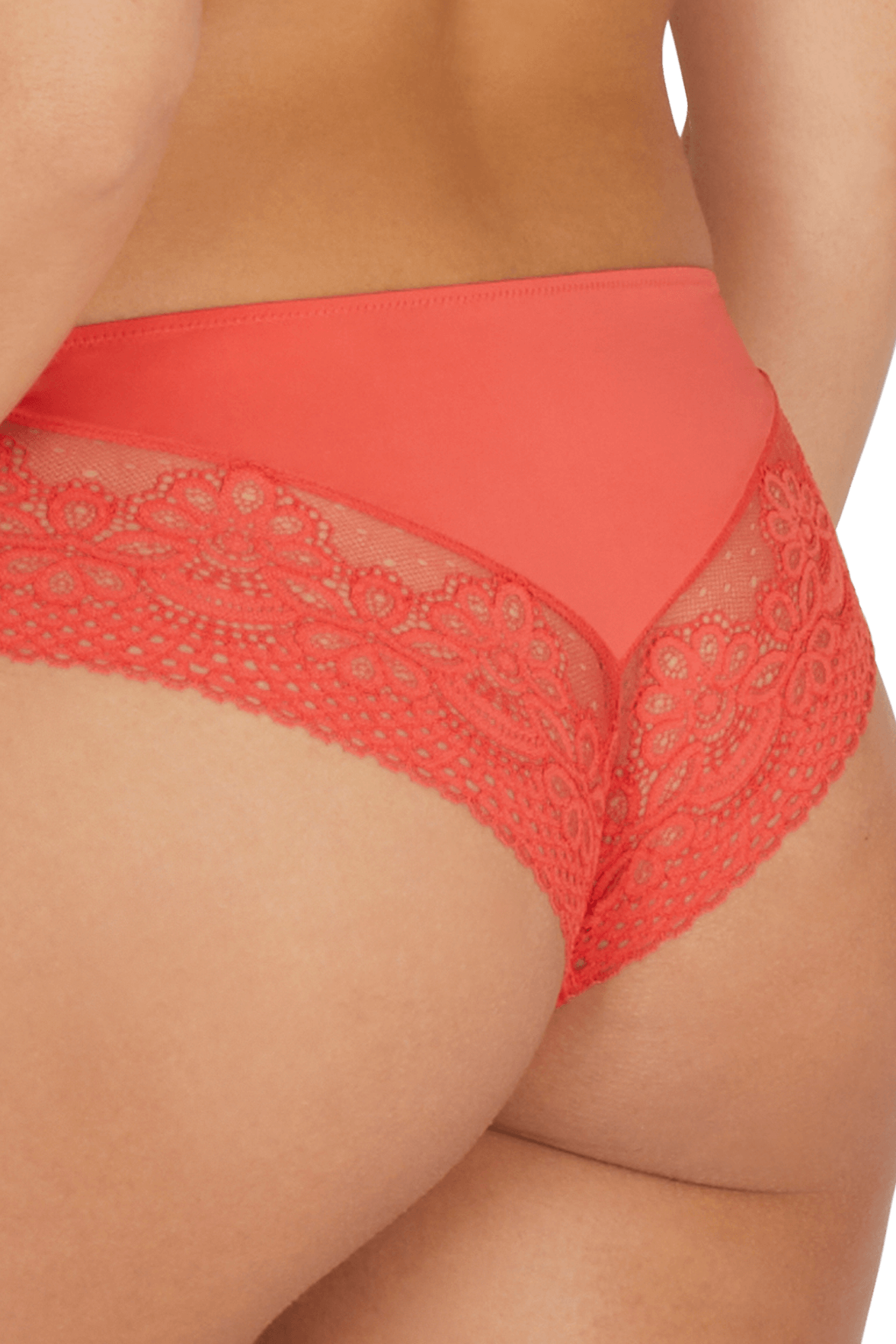 Slip brésilien dentelle et microfibre L'irrésistible - Corail