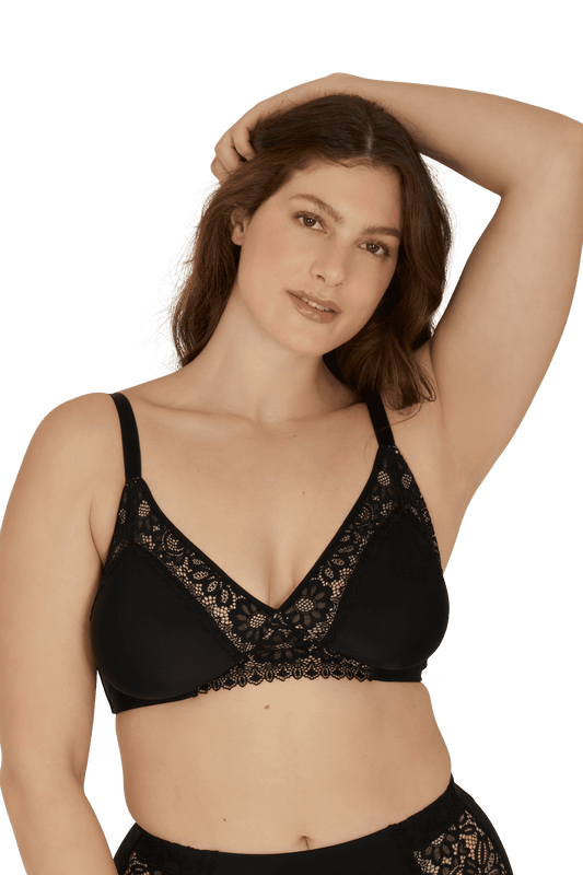 Soutien-gorge sans armatures basque dentelle Well Allure - Noir