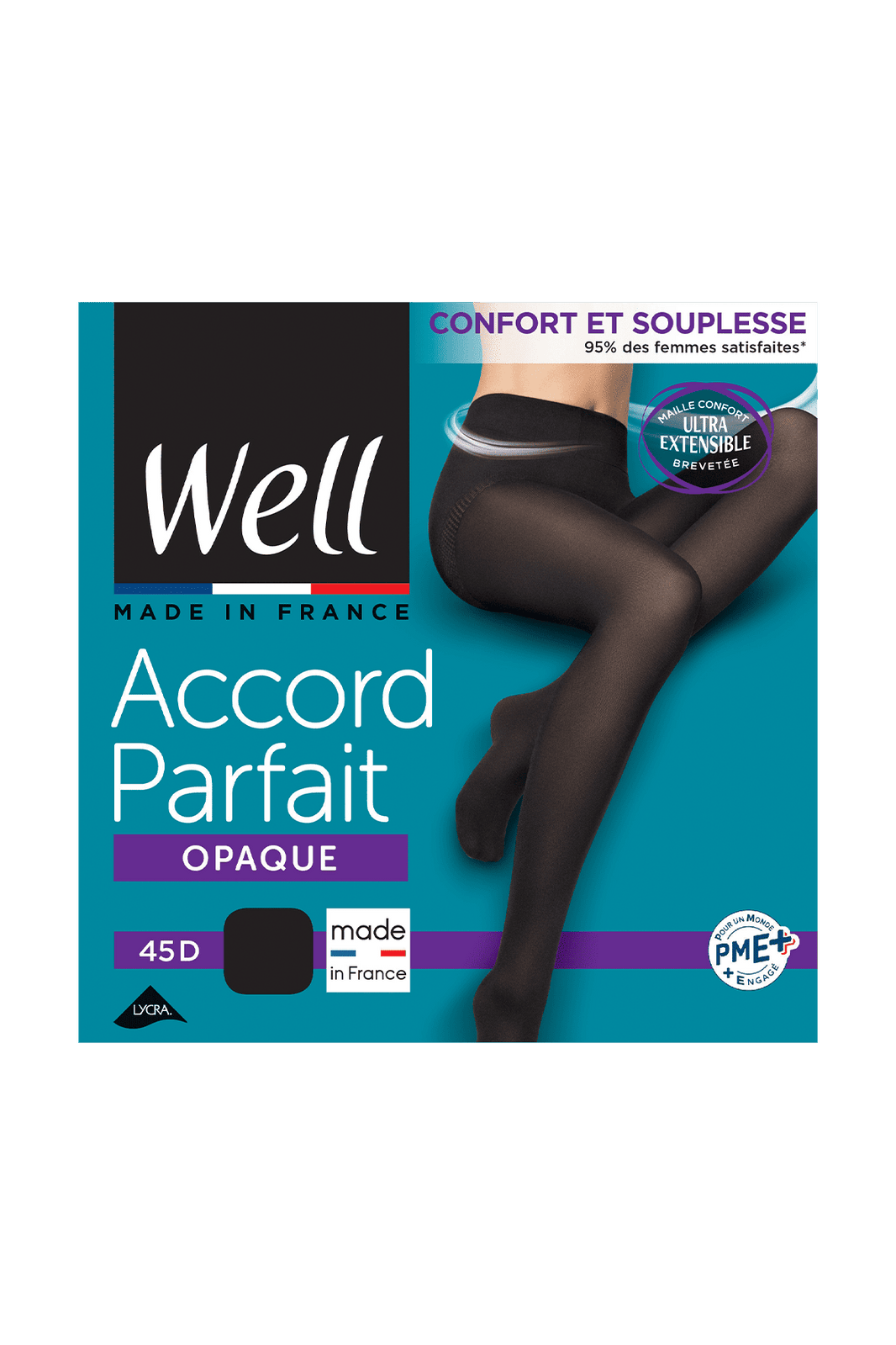 Collant Well Opaque Satiné Taille 3/4, Vert - Taille 42-44, NEUF Avec étiquettes, Effet Sculptant
