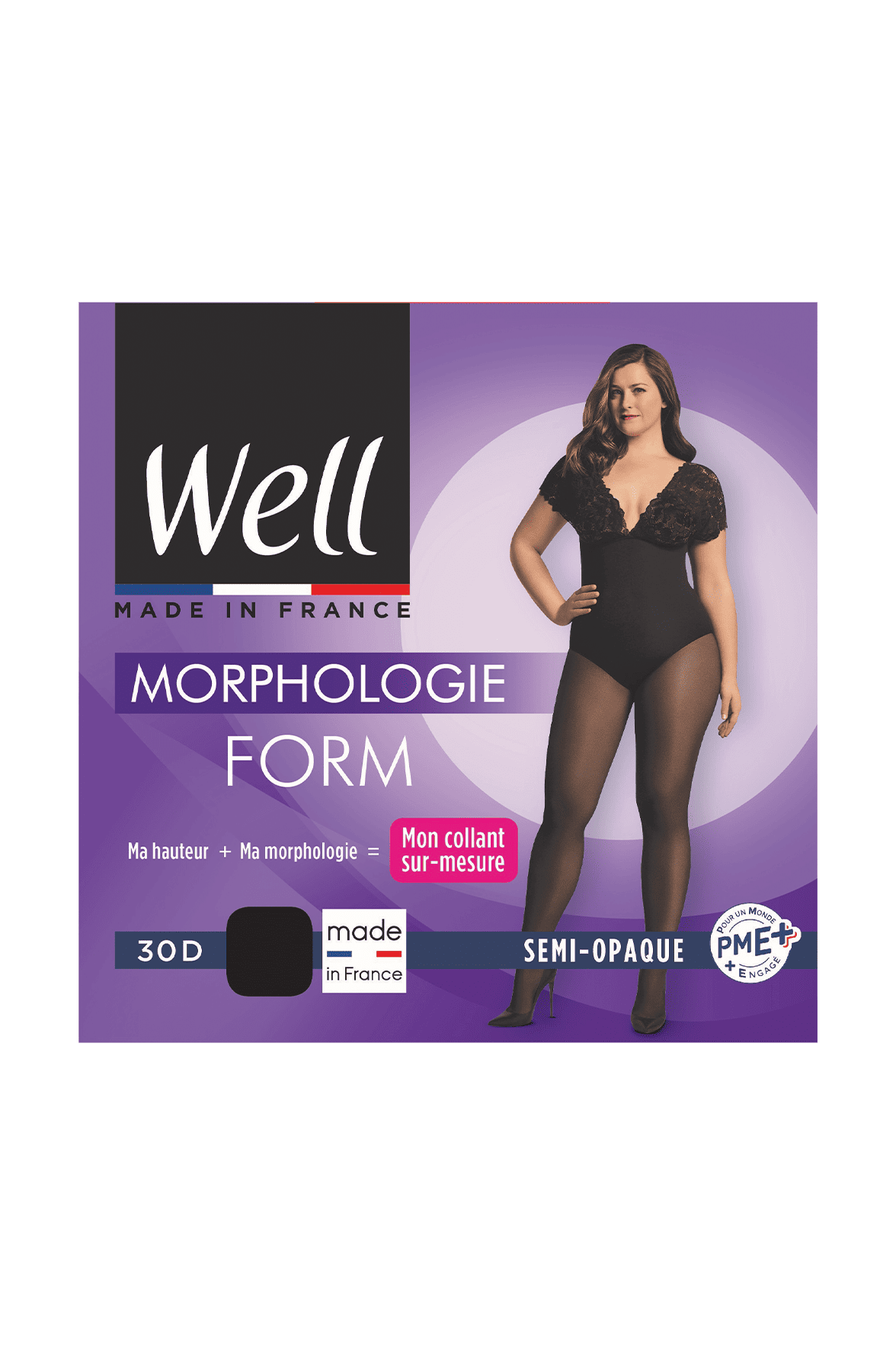 Collant Semi-Opaque 30D sur-mesure Morphologie - Noir
