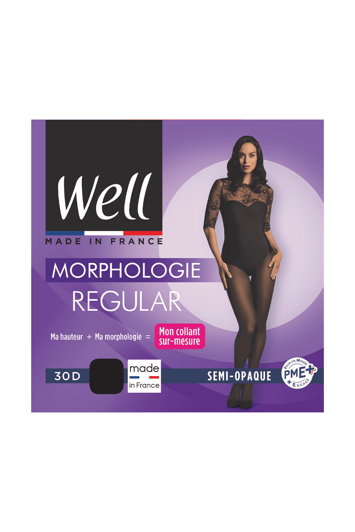 Collant Semi-Opaque 30D sur-mesure Morphologie - Noir