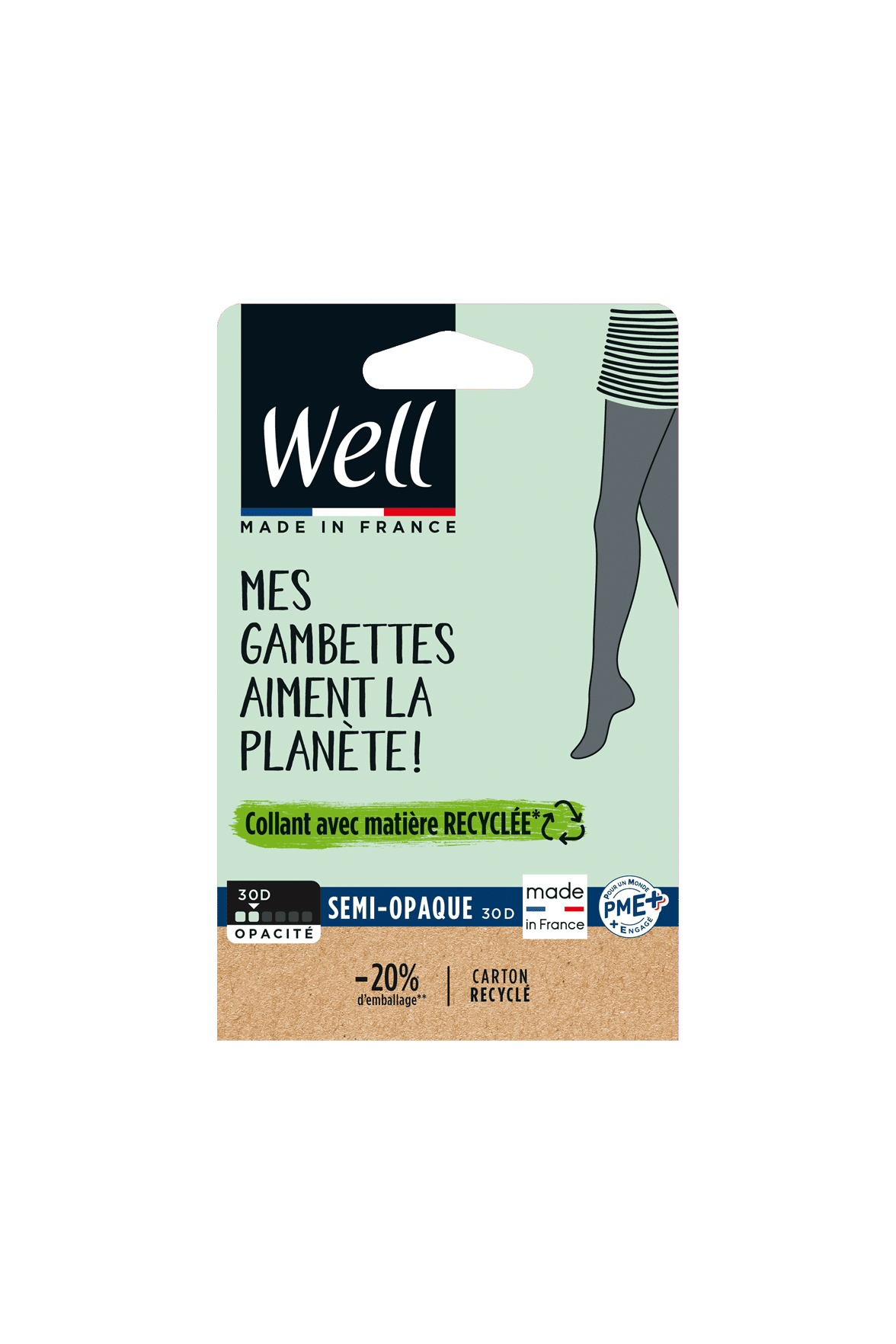 Collant Semi-Opaque 30D Éco-Responsable - Noir