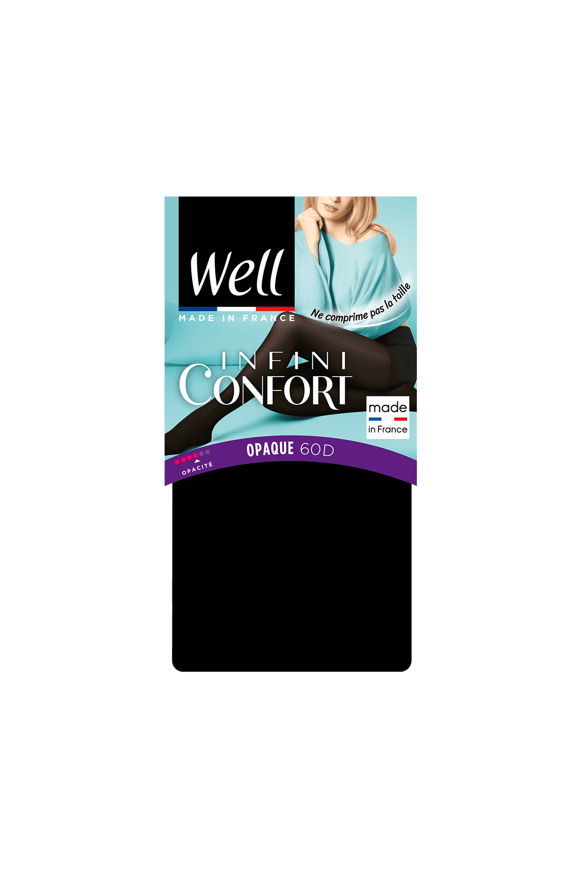 Collant Opaque 60D Well Infini Confort - Noir