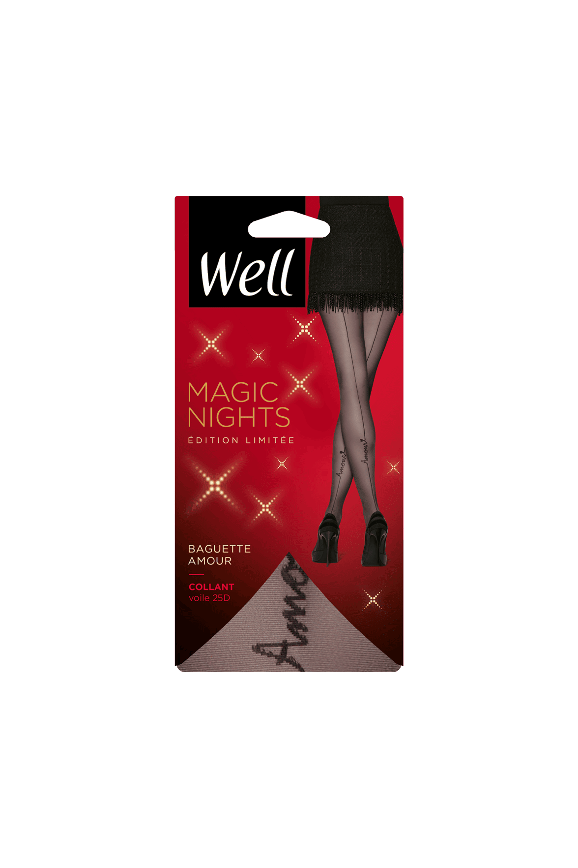 Collant Fantaisie Baguette Amour Magic Nights - Noir ébène