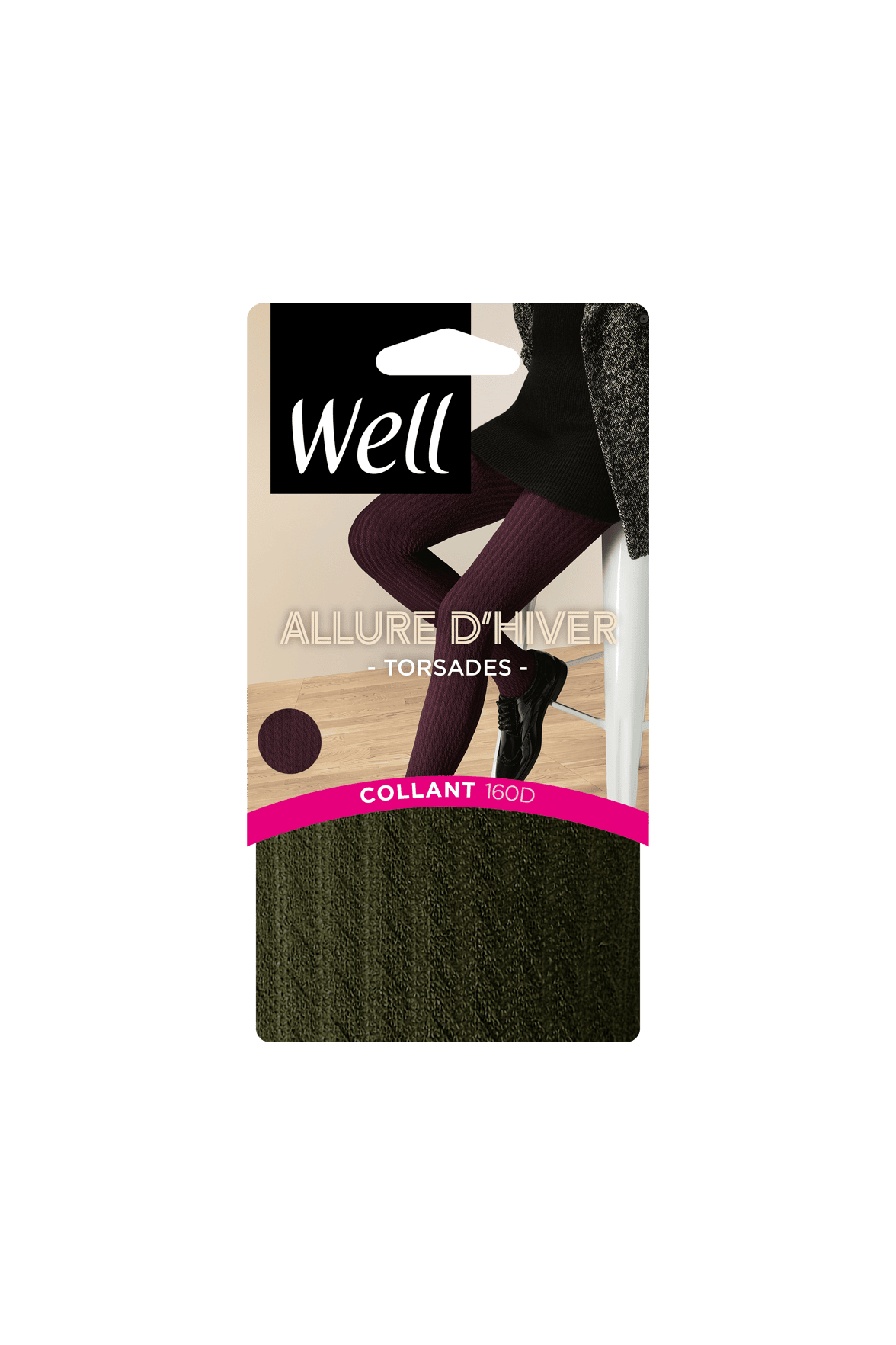 Collant Torsades 160D Allure d'Hiver - Kaki