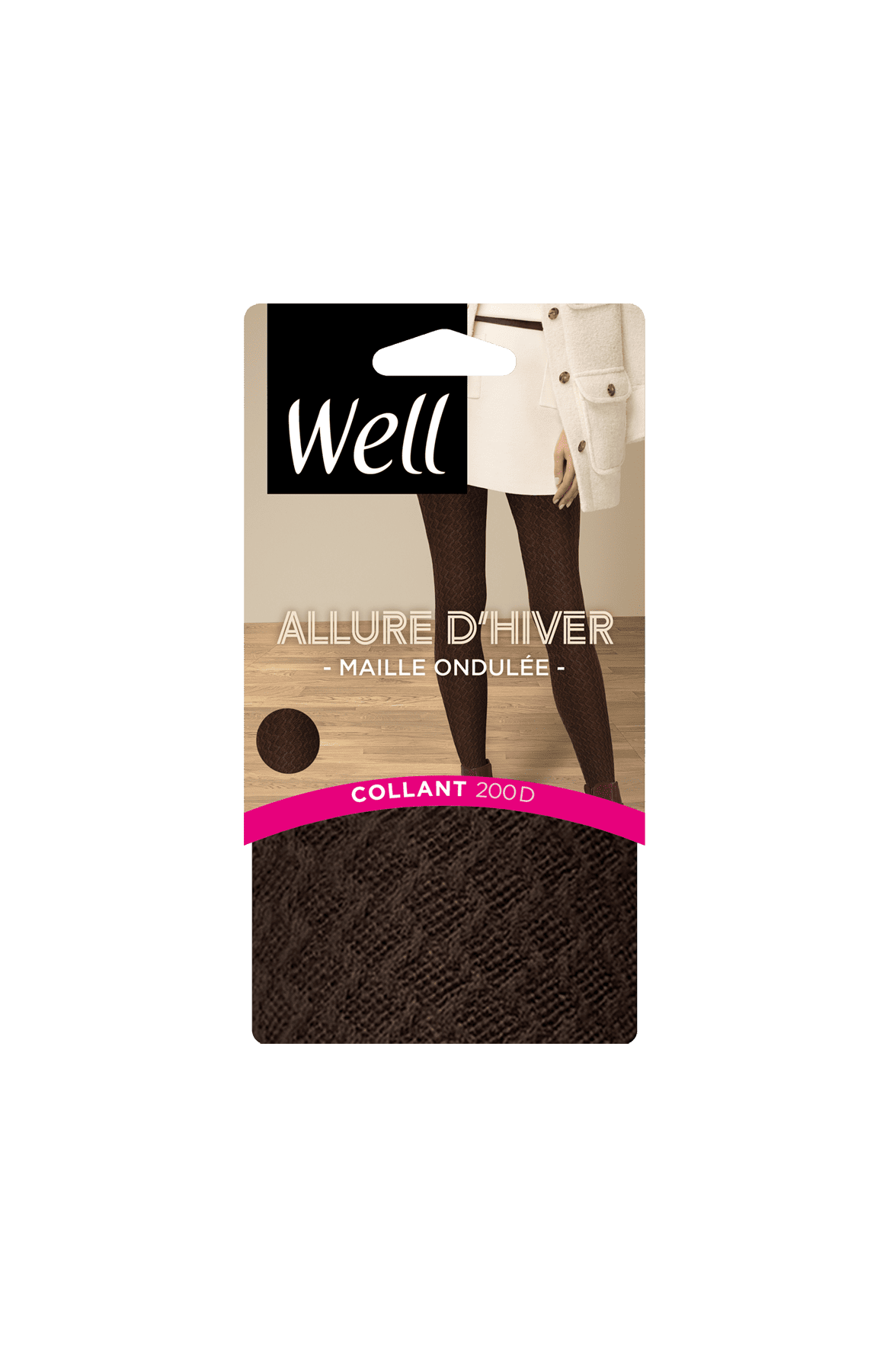 Collant Maille Ondulée 200D Allure d'Hiver - Chocolat