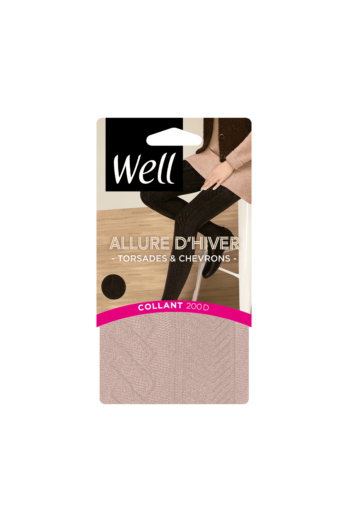 Collant Torsades et Chevrons 200D Allure d'Hiver - Praline