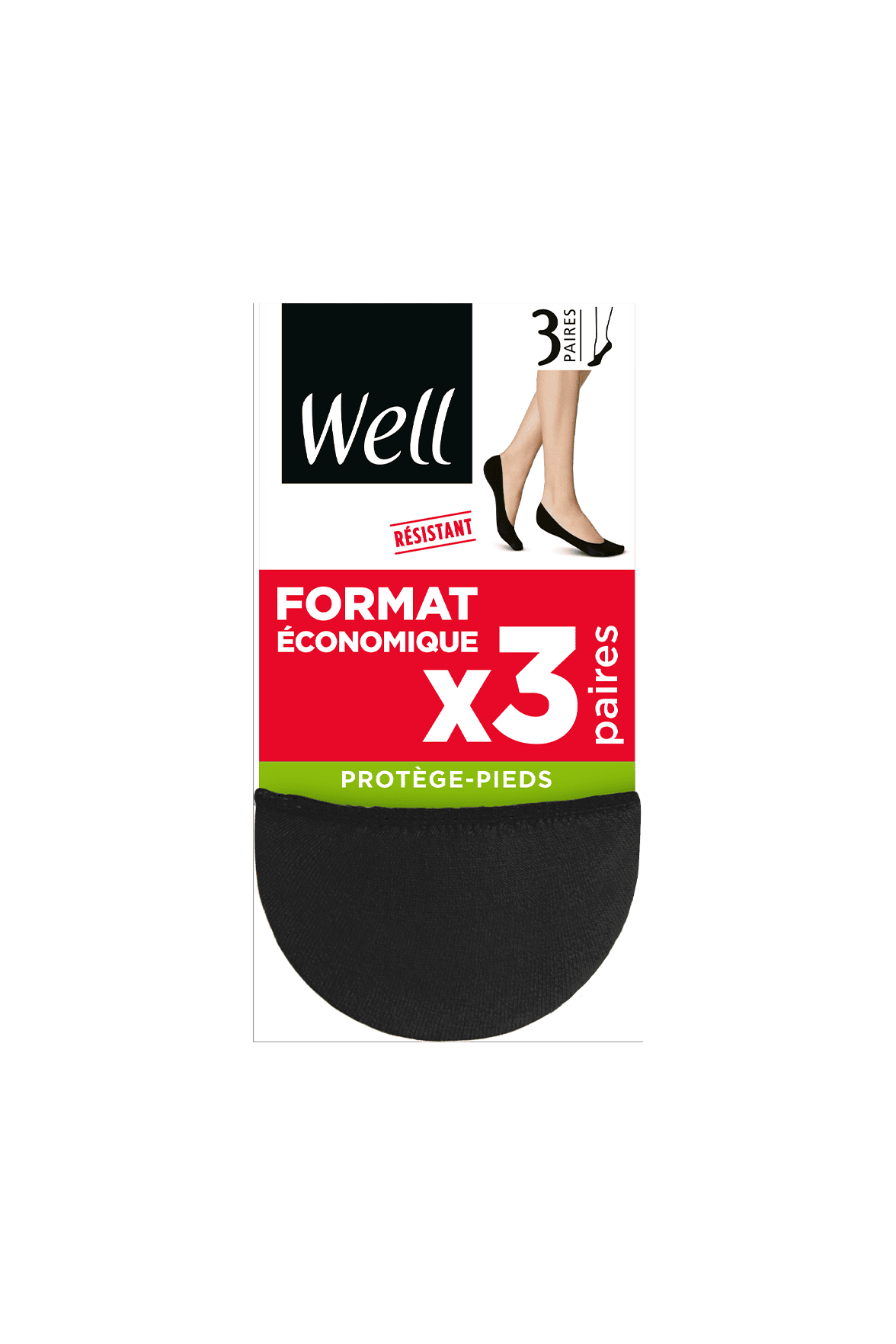 Lot de 3 paires de Protège-Pieds - Noir