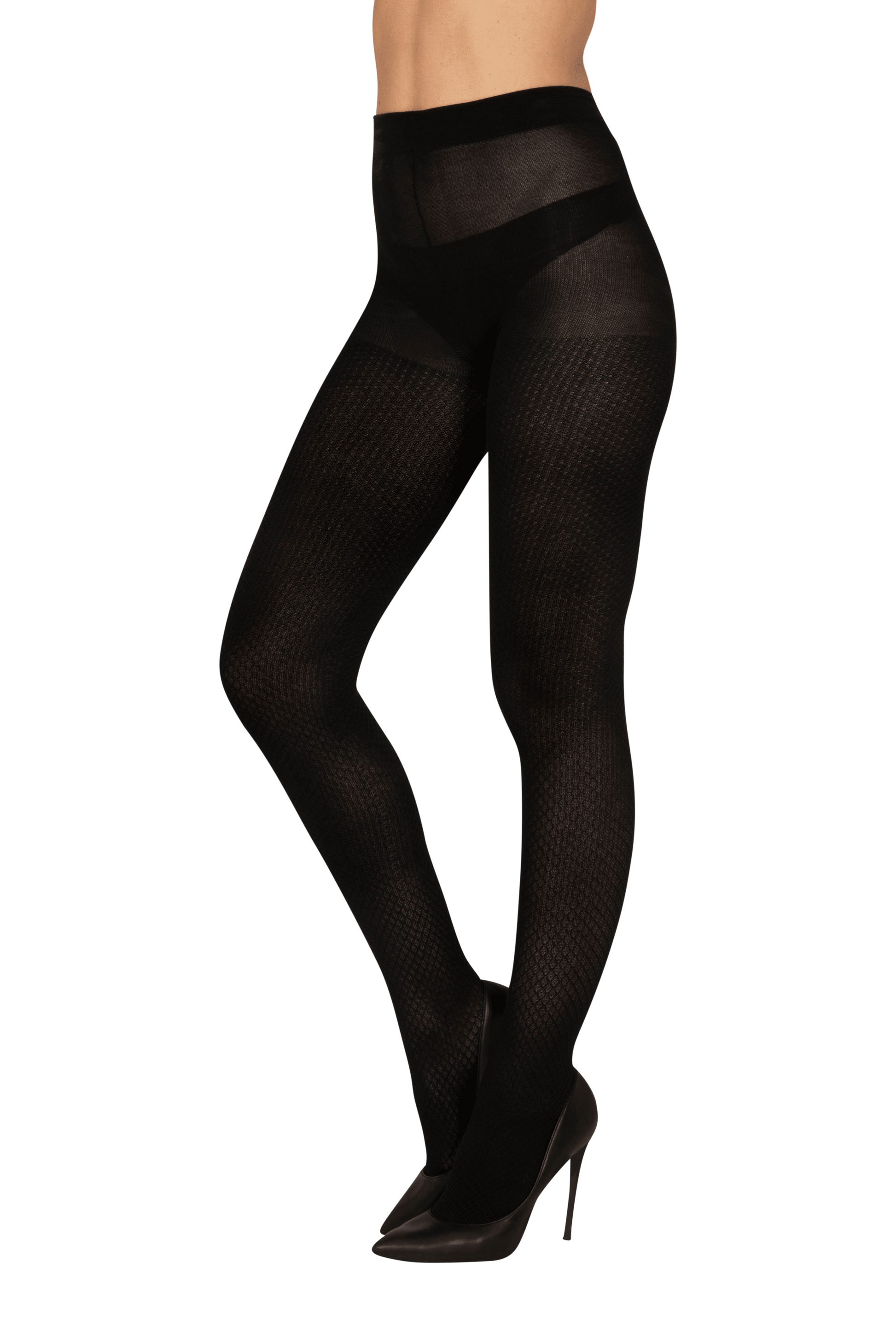 Collant Opaque 160D Coton Graphique Allure d'Hiver - Noir ébène