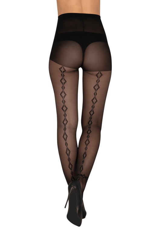 Collant Fantaisie Losanges Bijoux 25D Magic Nights - Noir ébène