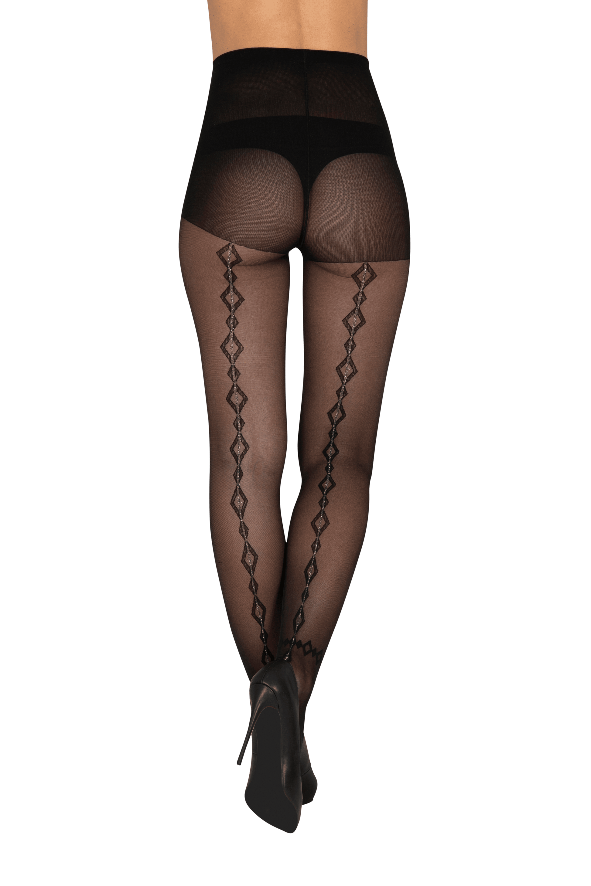 Collant Fantaisie Losanges Bijoux 25D Magic Nights - Noir ébène