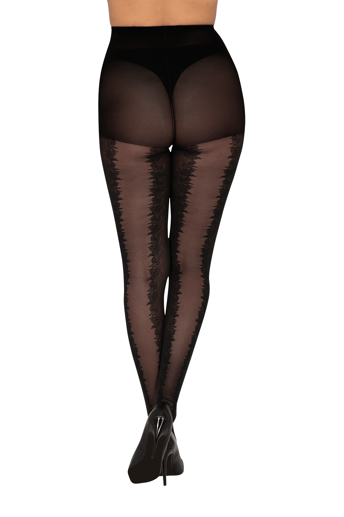 Collant Fantaisie Poésie Florale 45D Magic Nights - Noir ébène